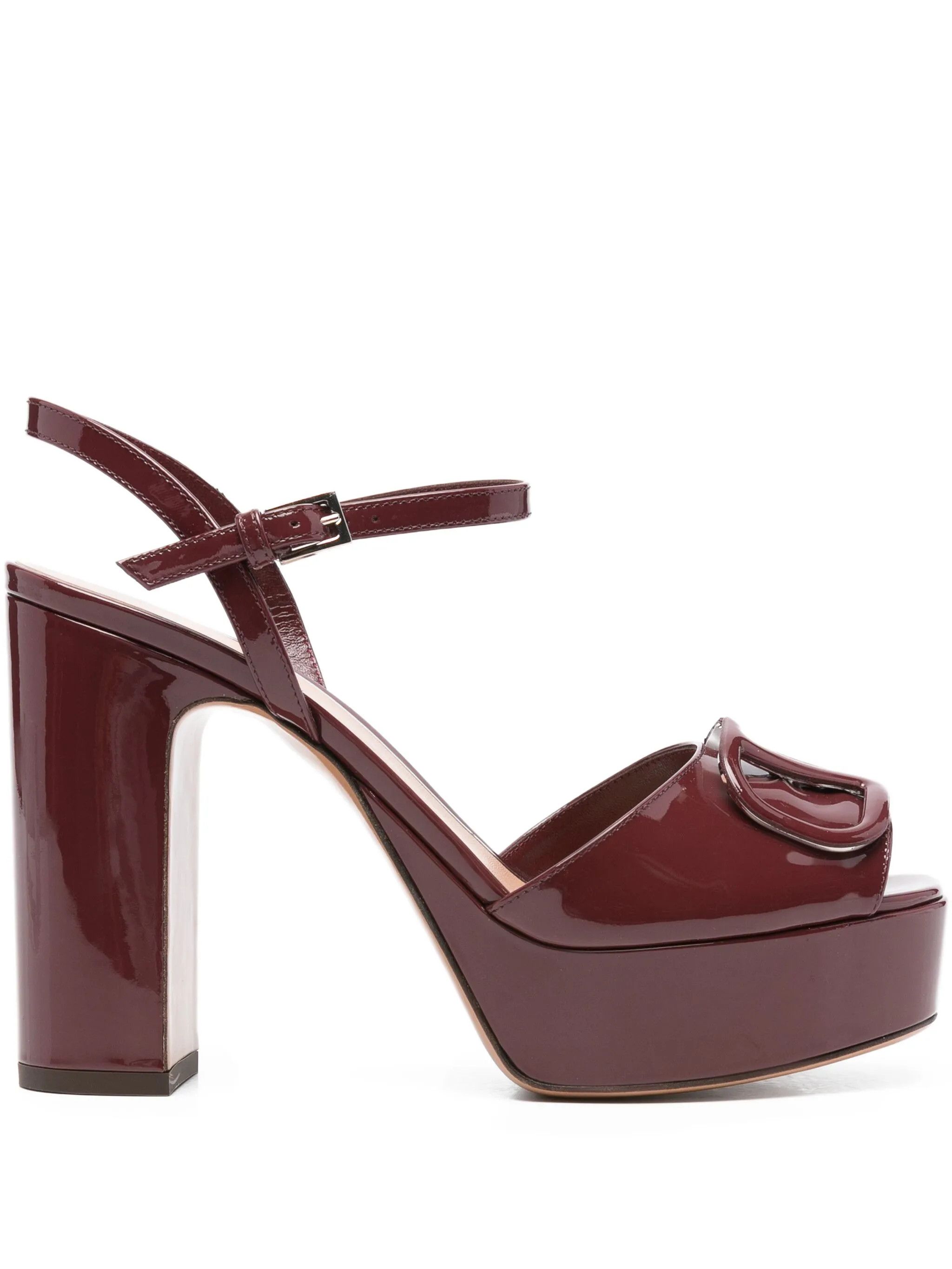 Valentino os11x0126 VLogo Signature Platform Sandals in Burgundy Size US 8 / IT 38 - 1 Thumbnail