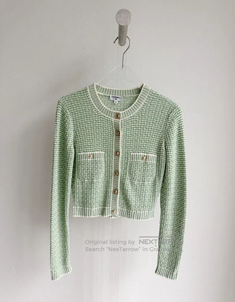 Chanel Chanel 21C light green knitted cardigan coat Size XXS / US 00 / IT 34 - 2 Thumbnail