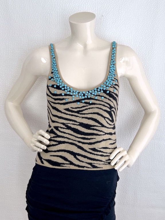 Designer × Versace Gianni Versace 90s archive vtg animal pattern wool tank top Size M / US 6-8 / IT 42-44 - 2 Thumbnail
