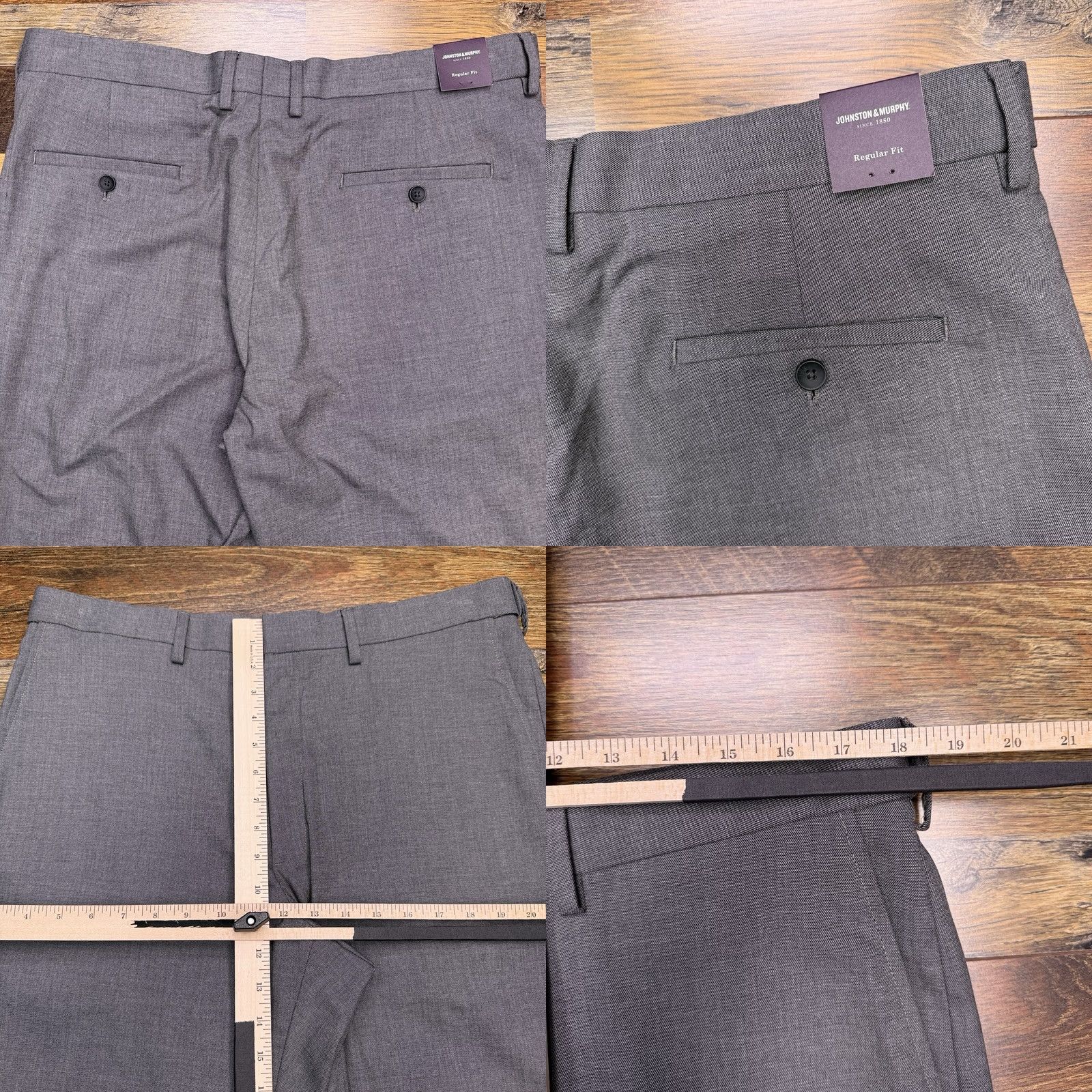 Johnston & Murphy Johnston Murphy Dress Pants Mens 36x32 Gray Regular Fit Mid Rise Stretch New Size US 36 / EU 52 - 8 Thumbnail