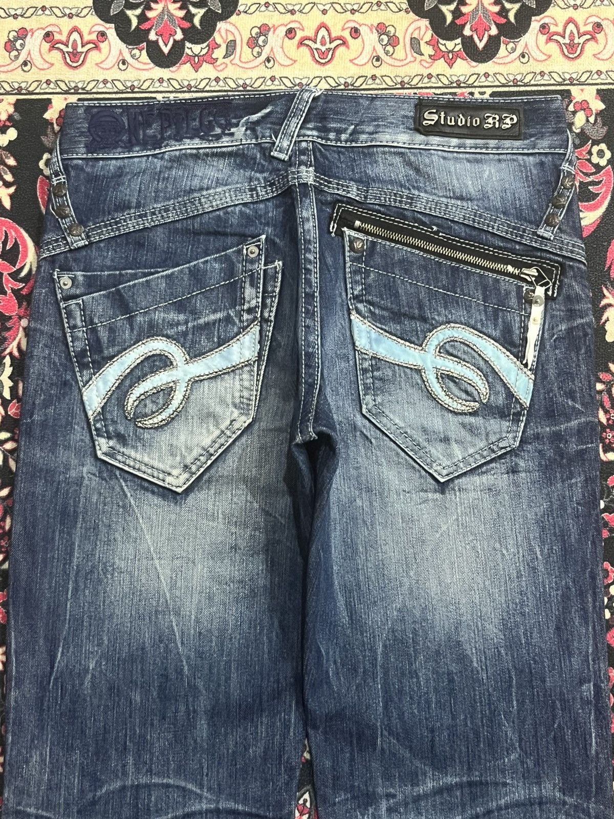 Bounty Hunter Studio RP “One Piece Luffy & Nakama” Blue Thunder Rip Jeans Size US 30 / EU 46 - 9 Thumbnail
