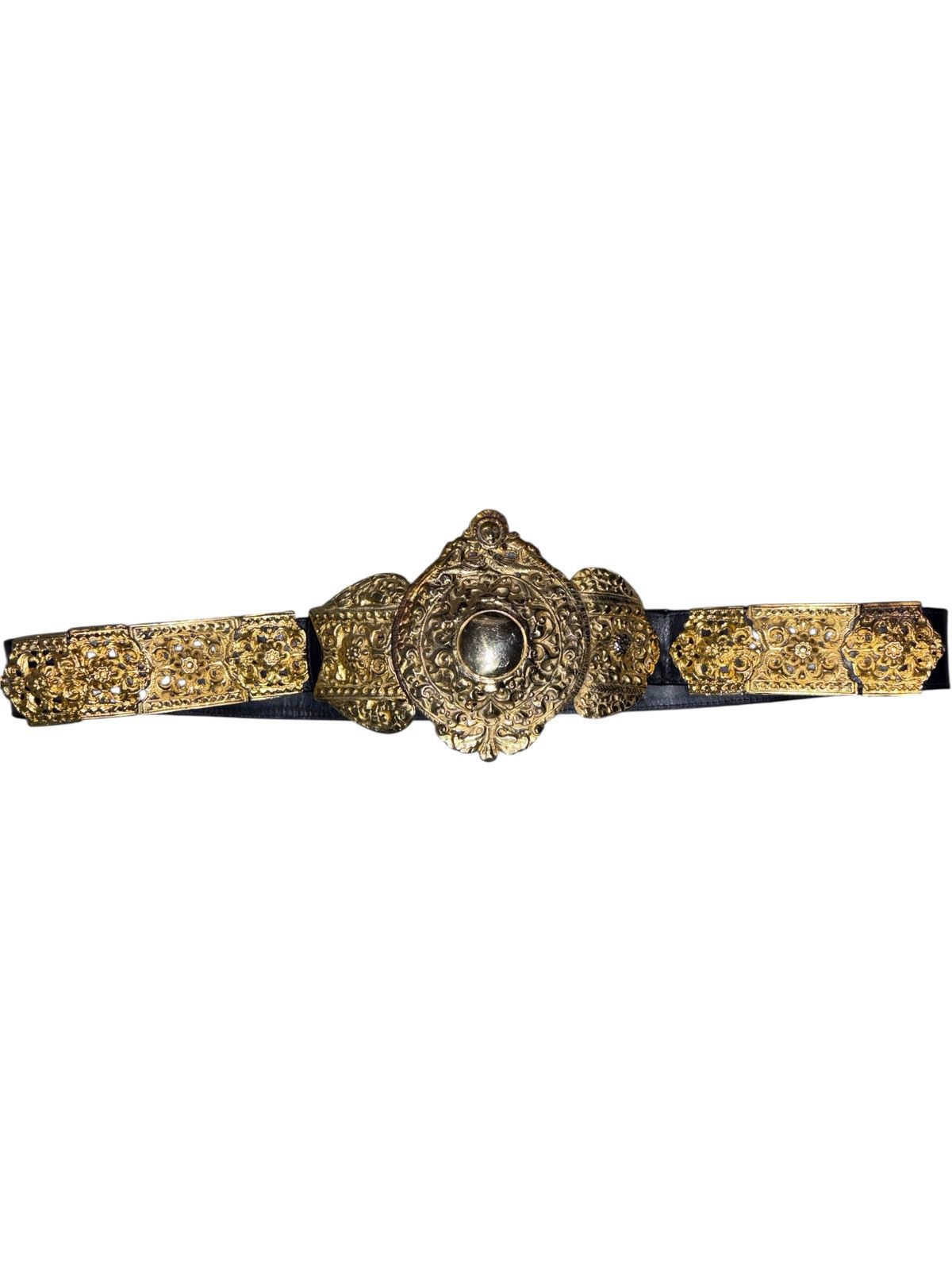 Roberta di Camerino 32 1970s Roberta di Camerino Gold Plated Buckle Western Belt Size 32 - 1 Thumbnail