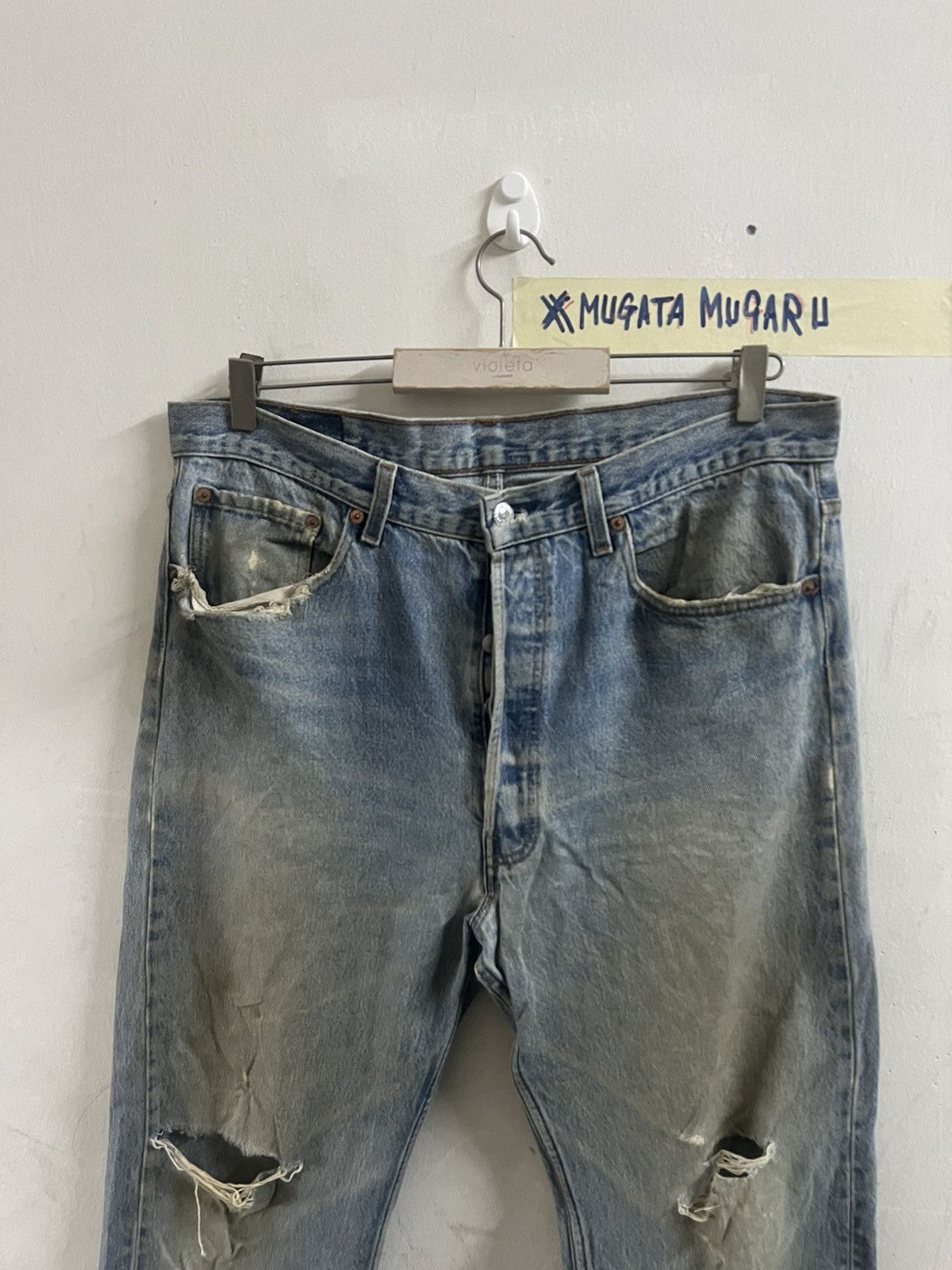 Japanese Brand KURT COBAIN‼️VINTAGE LEVIS 501 DISTRESSED DENIM PANT Size US 35 - 2 Thumbnail