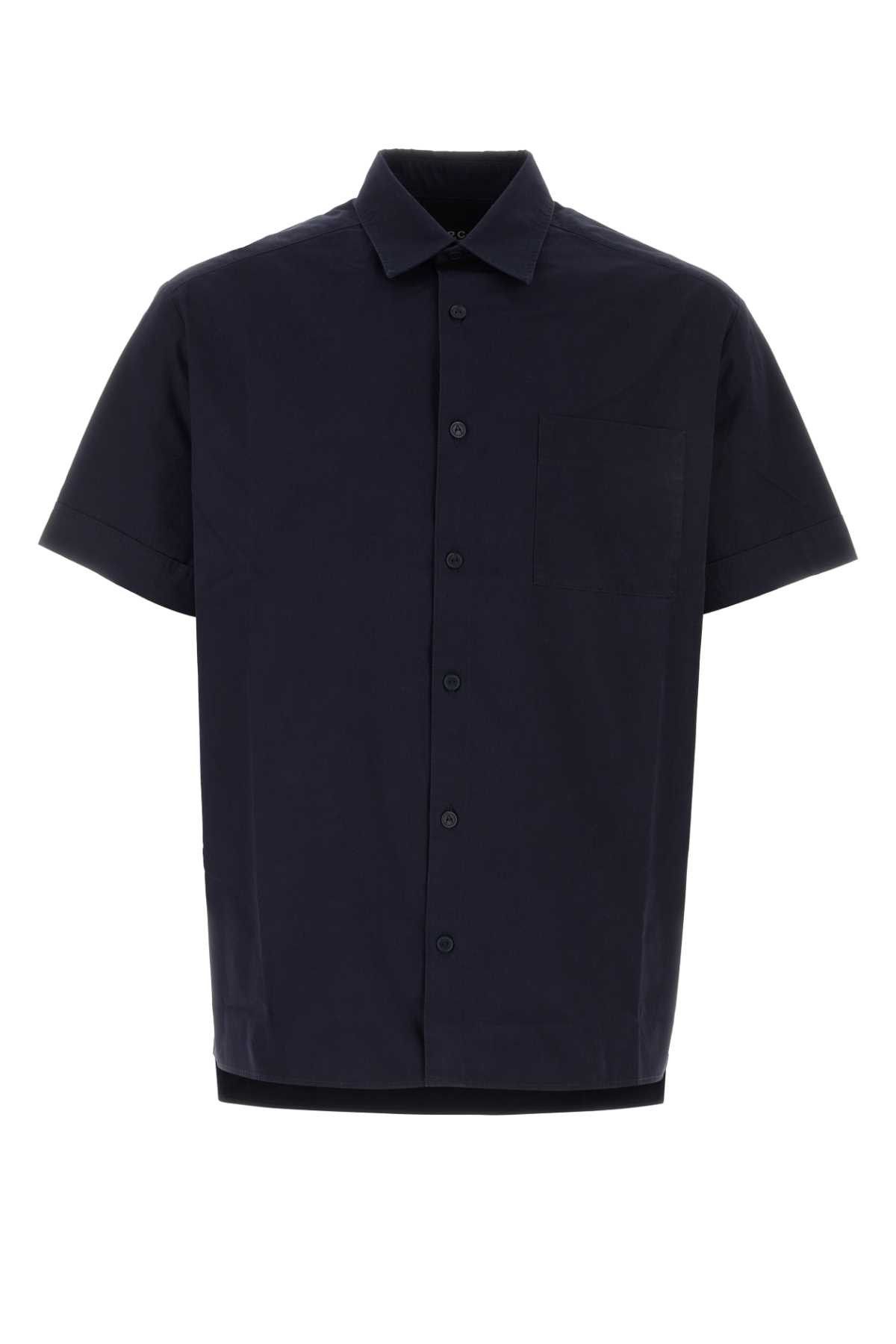 image of A P C Dark Blue Poplin Ross Shirt, Men's (Size Medium)