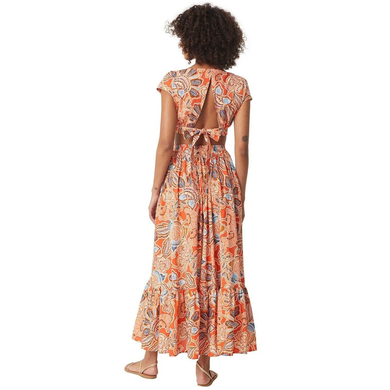 MISA Los Angeles MISA Los Angeles Dana Maxi Dress Tangerine Floral Backless L Size L / US 10 / IT 46 - 3 Thumbnail