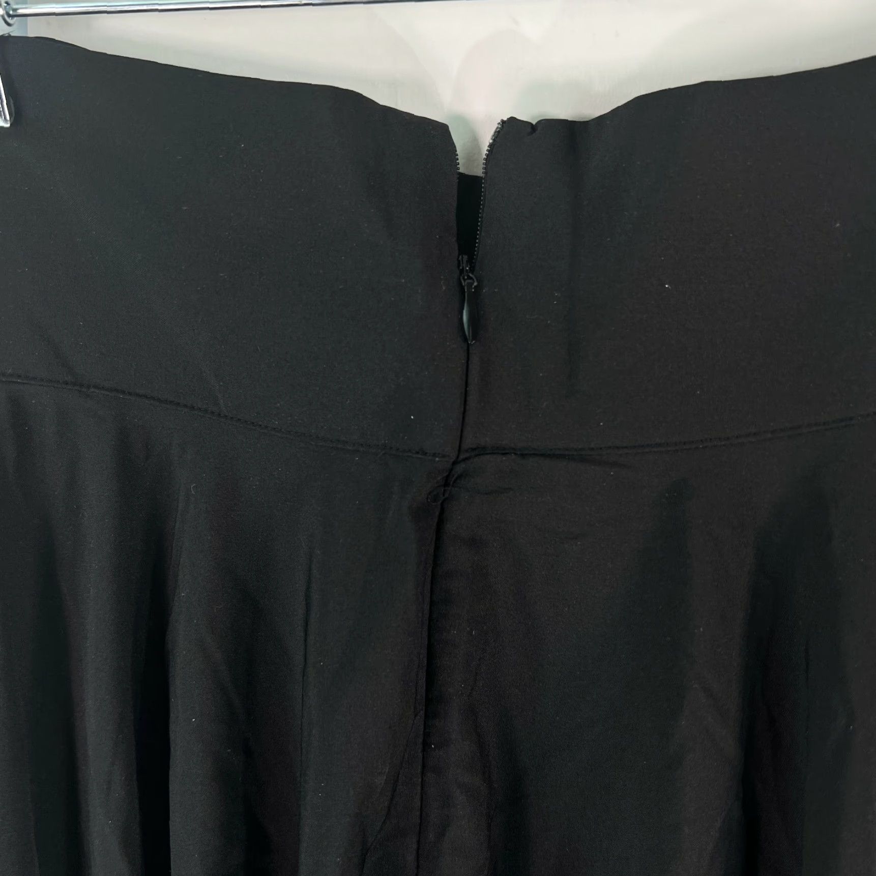 Vintage Black A-Line Midi Skirt for Women, Size XL, Casual, Flat Front, High Tie Waist, Zip Closure, Solid, Classic Theme Size 40" / US 18 - 6 Thumbnail