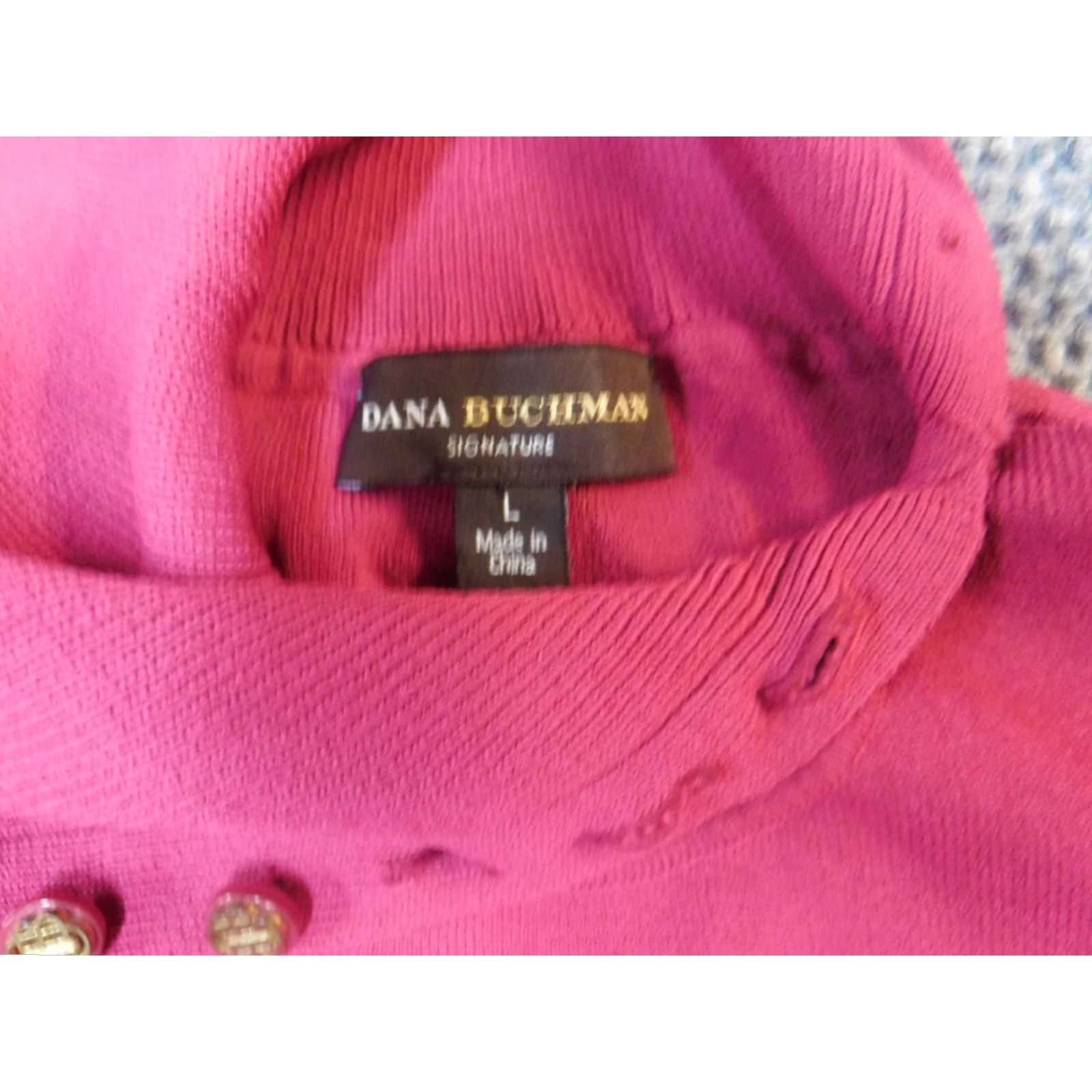 Vintage Dana Buchman Womens Sweater L Purple Pullover Turtleneck Cap Sleeve Long Sleeve Knit Polyester Button Stretch Regular Modern Women's Pullover Size L / US 10 / IT 46 - 4 Thumbnail