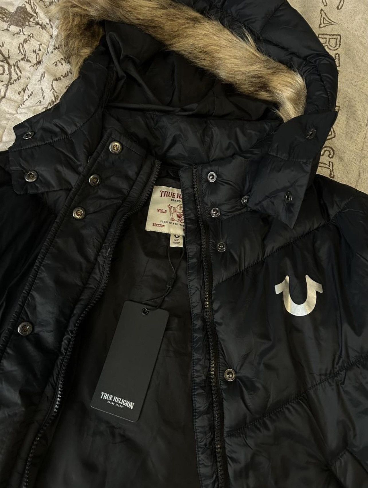 True religion fur trim puffer jacket