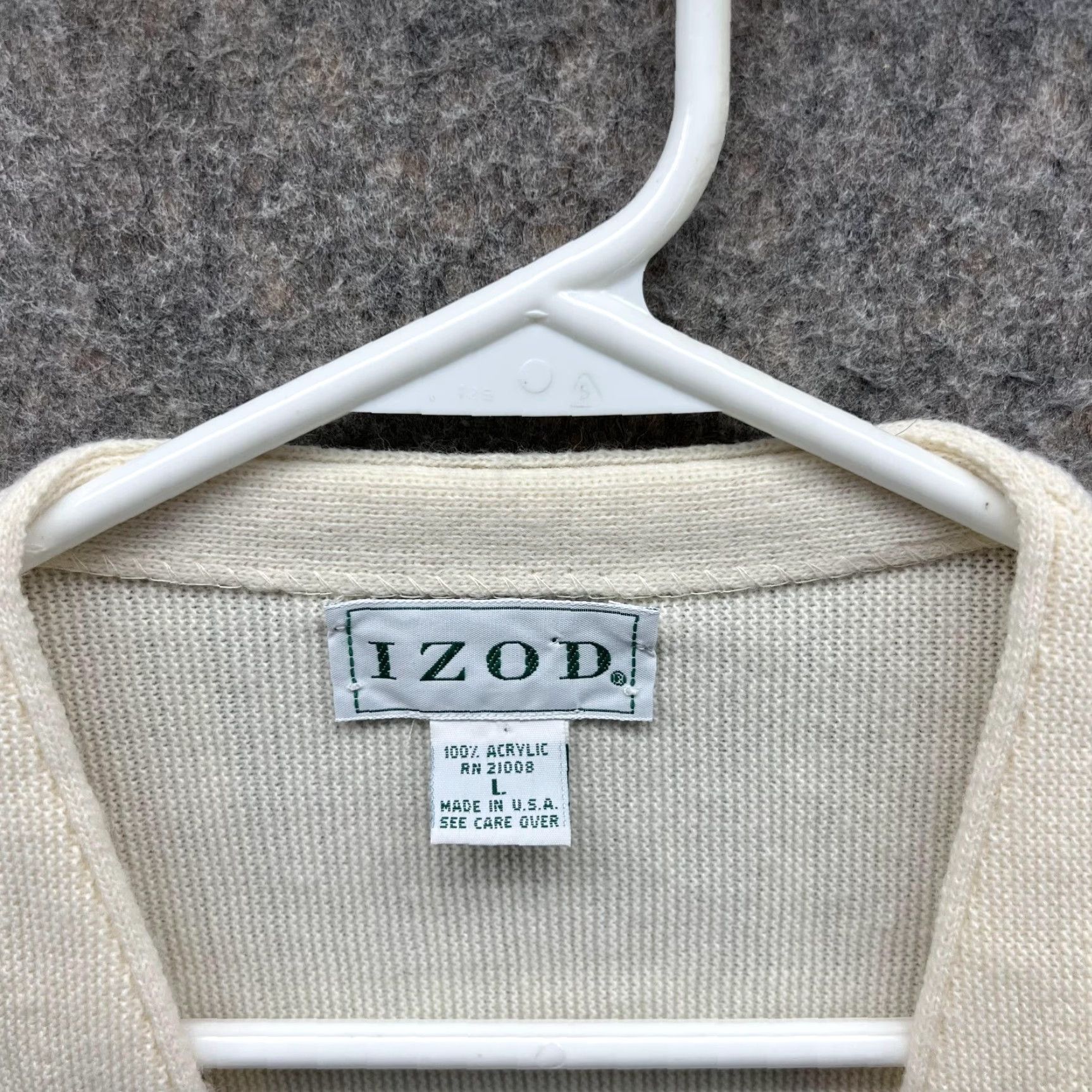 Izod VINTAGE Izod Sweater Cardigan Women Large Beige Logo Acrylic All Seasons Fall Spring Winter Womens Holiday JL Size L / US 10 / IT 46 - 5 Thumbnail