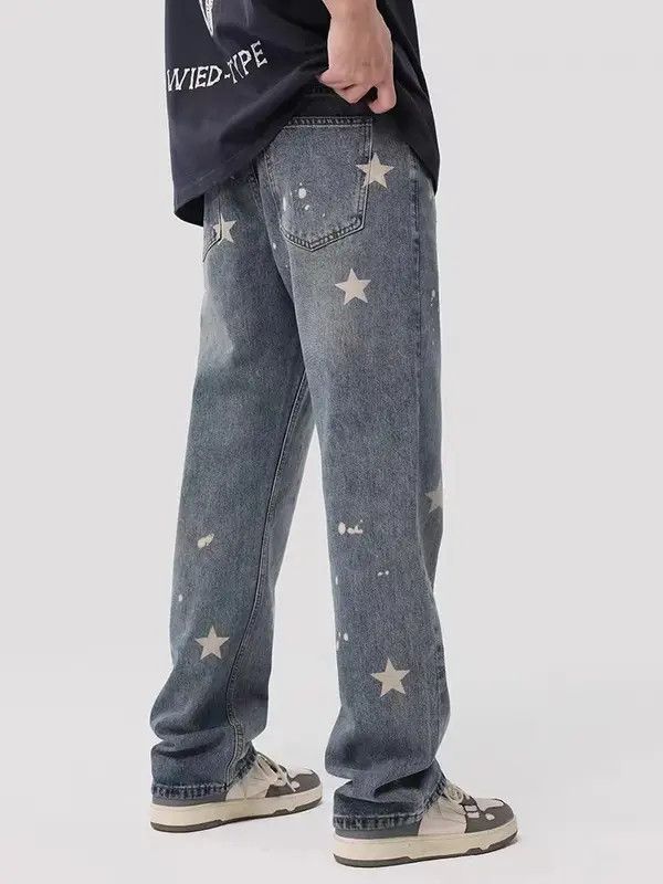 VIBE Vintage Star Print High Street Jeans Size US 30 / EU 46 - 4 Thumbnail
