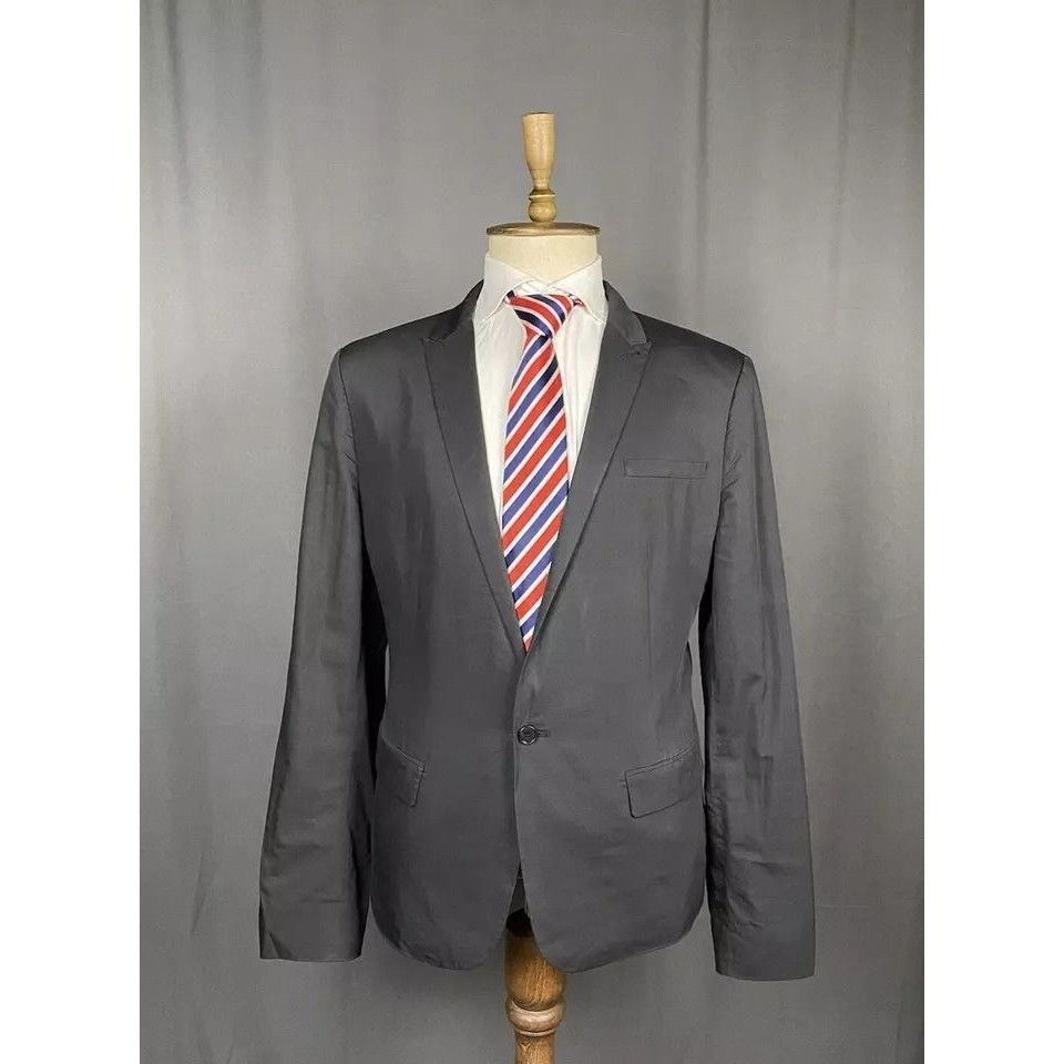 Allsaints Allsaints Men's Black Cotton Silk Blazer Sportcoat Jacket Si Size 44R - 1 Thumbnail