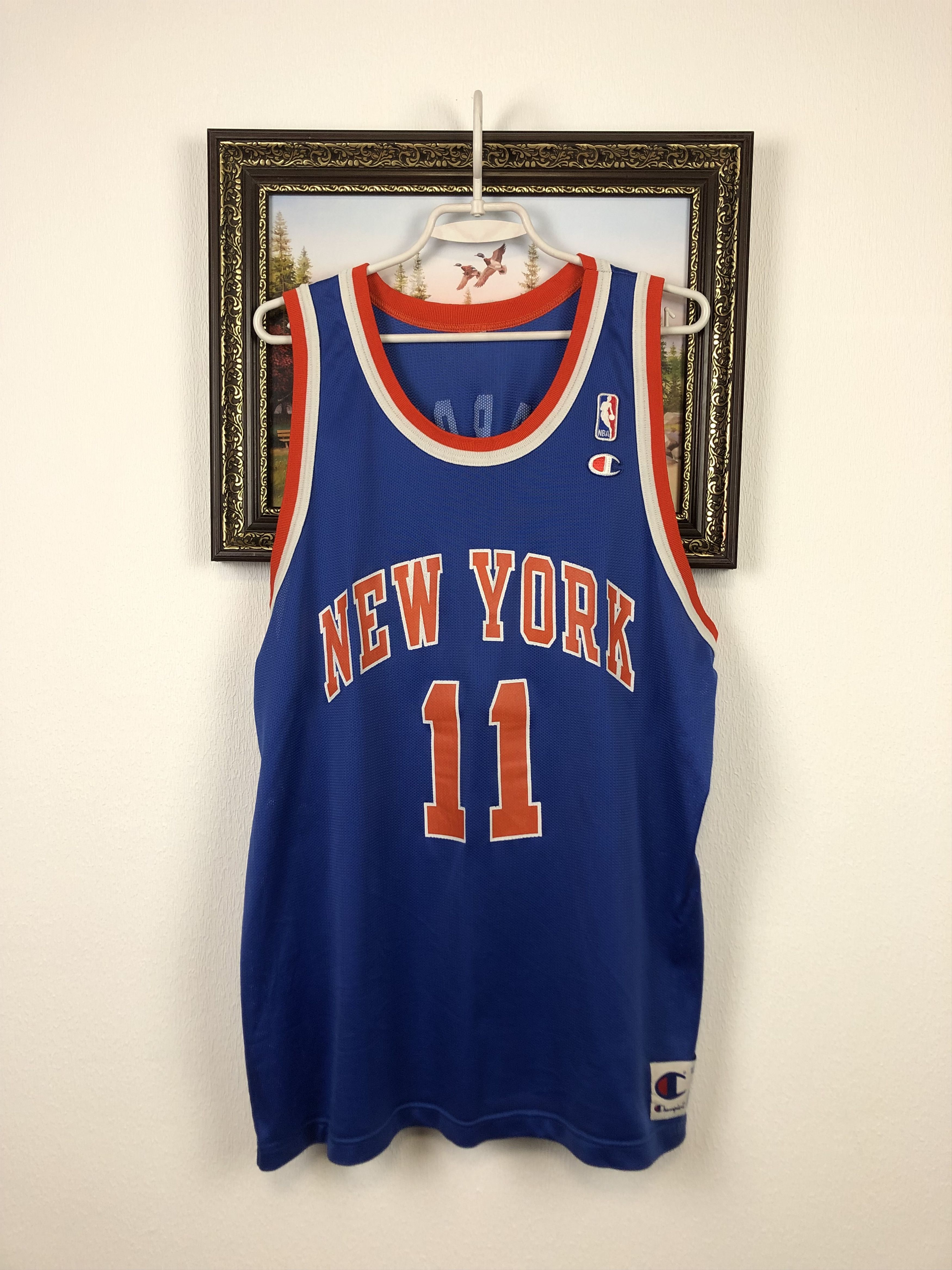 image of Vintage Derek Harper 11 New York Knicks Nba Champion Jersey in Blue, Men's (Size XL)