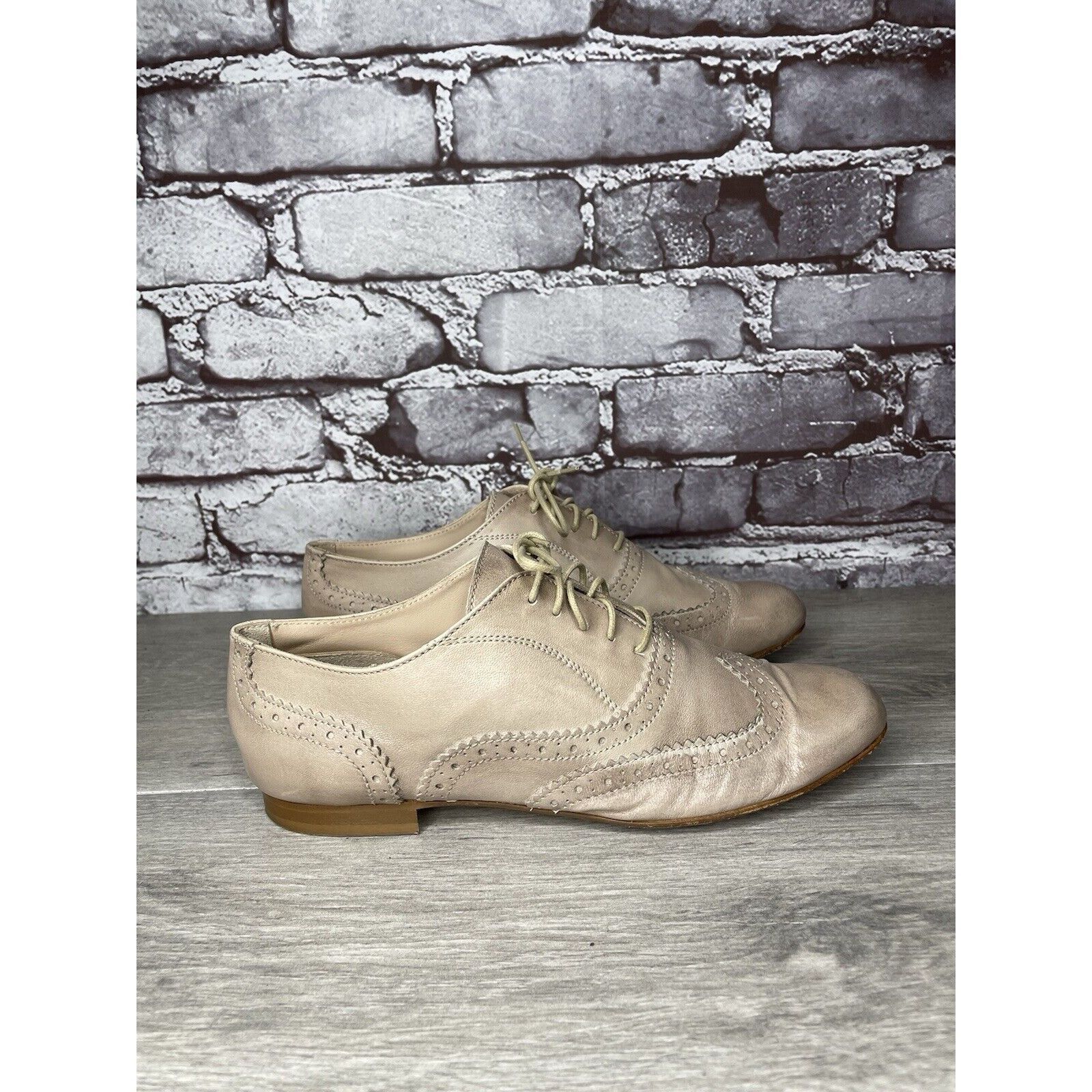 Other Garnet Hill Taupe Nude Felisa Soft Oxfords Wing Tip Shoes Wo Size US 7 / IT 37 - 5 Thumbnail