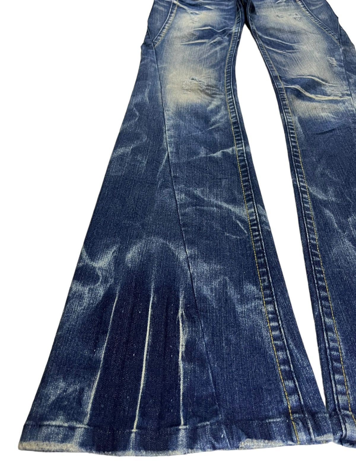 Japanese Brand Vintage Japanese Brand Sick Mud Wash Distressed Flare Jeans Size 29" - 7 Thumbnail