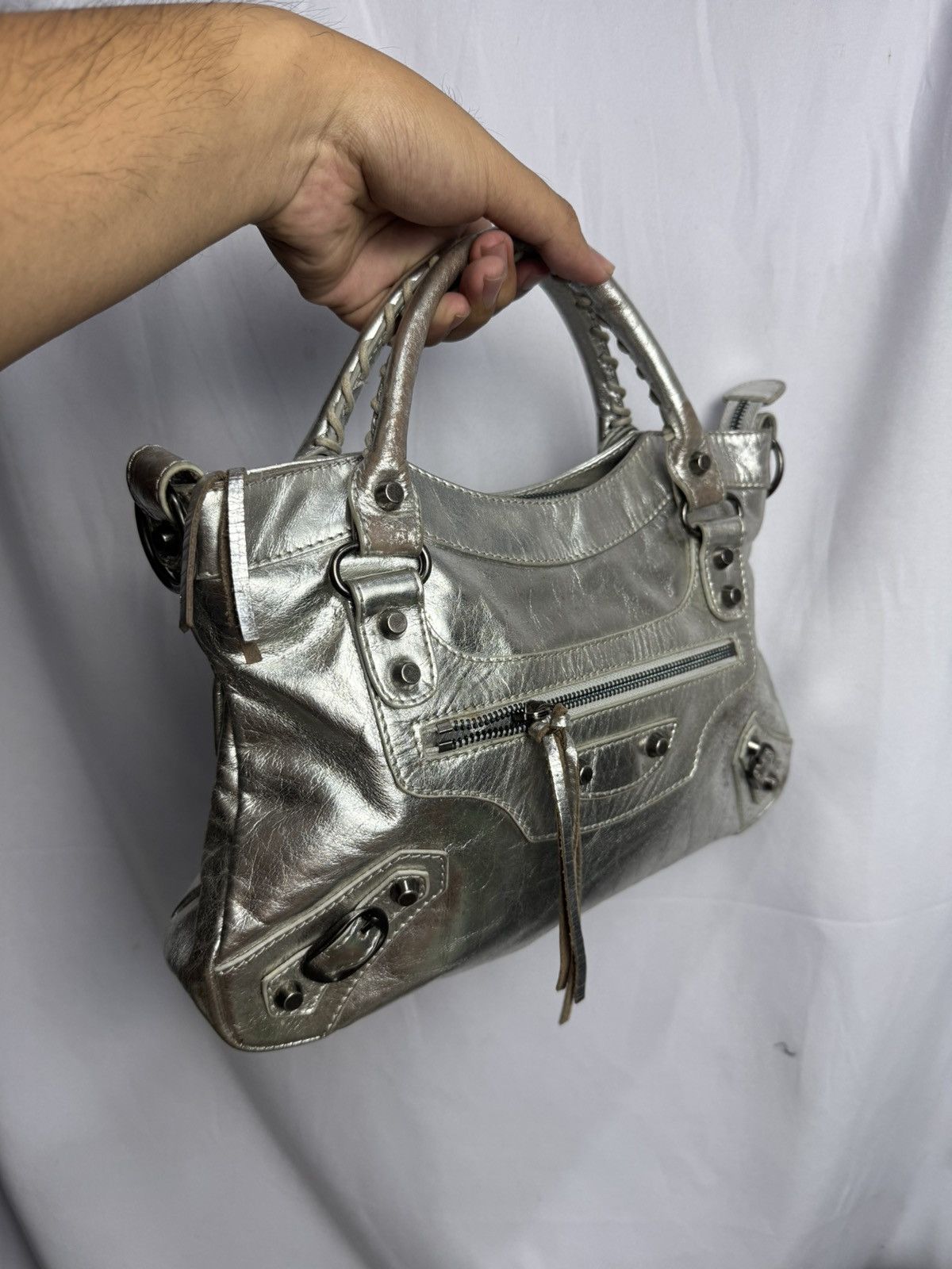 Vintage Leather Silver Bags City Size ONE SIZE - 3 Thumbnail
