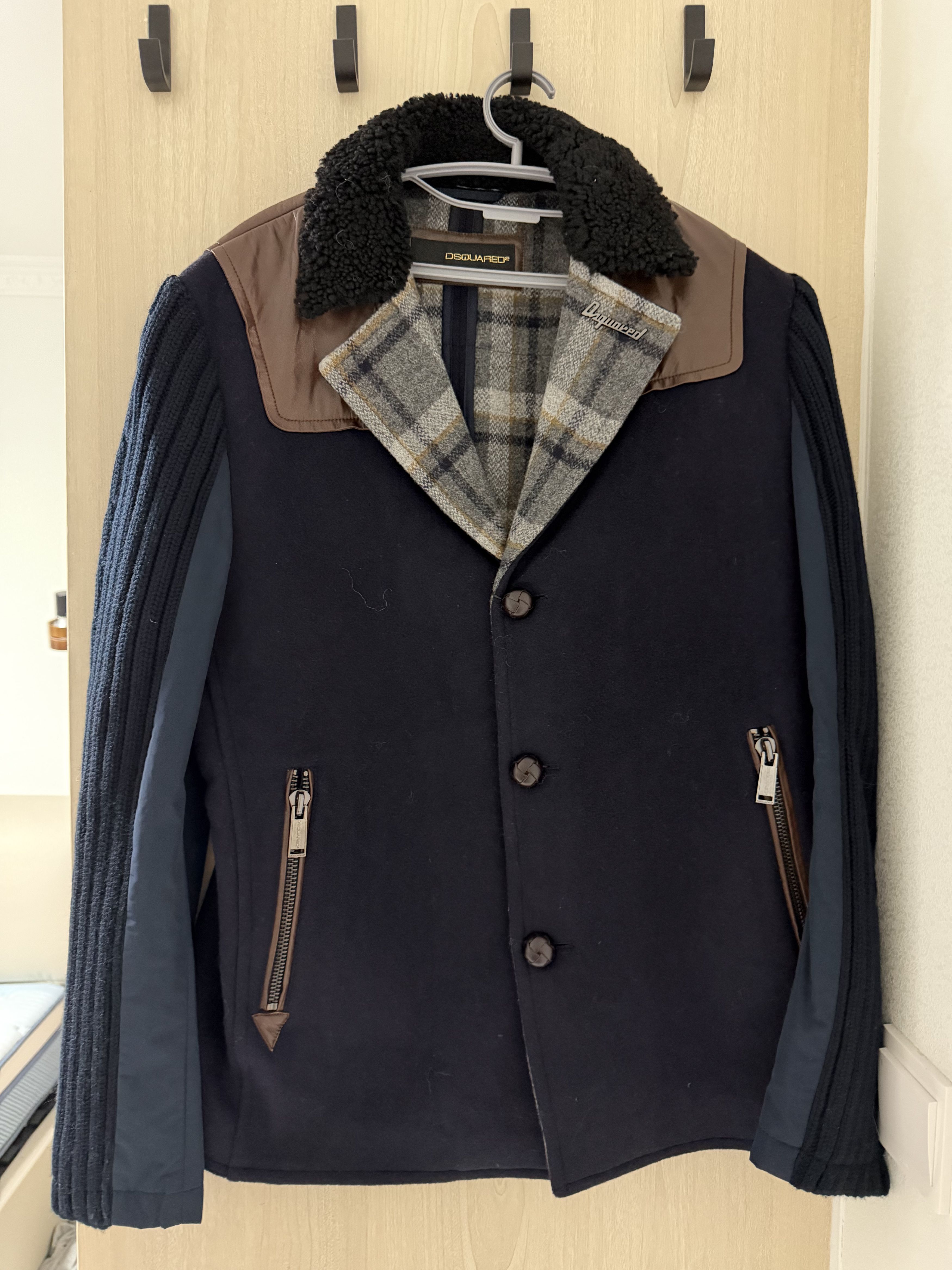 dsquared2 wool fur collar coat jacket