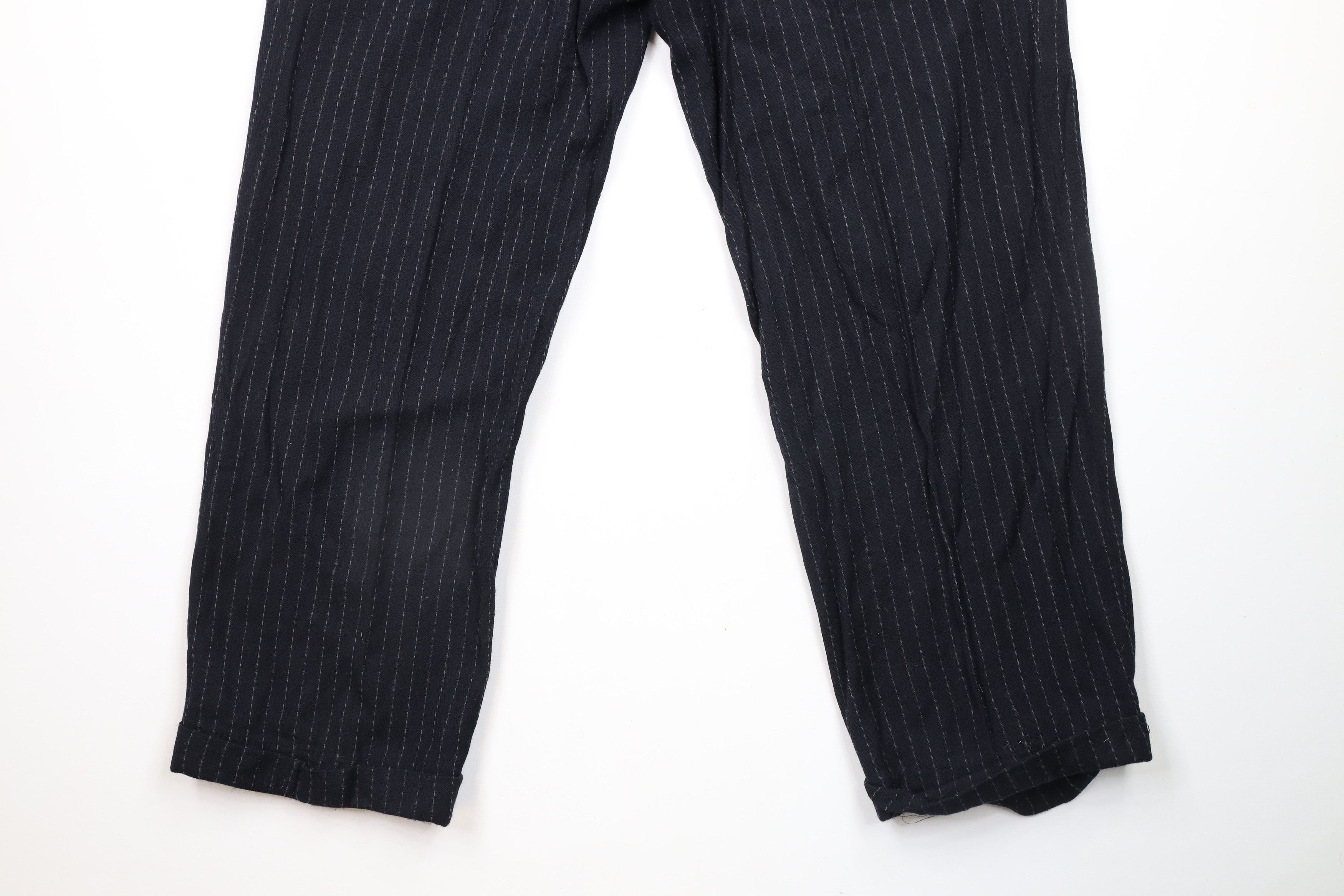 Vintage Vintage 90s Streetwear Striped Pleated Wool Wide Leg Pants Size US 36 / EU 52 - 12 Thumbnail