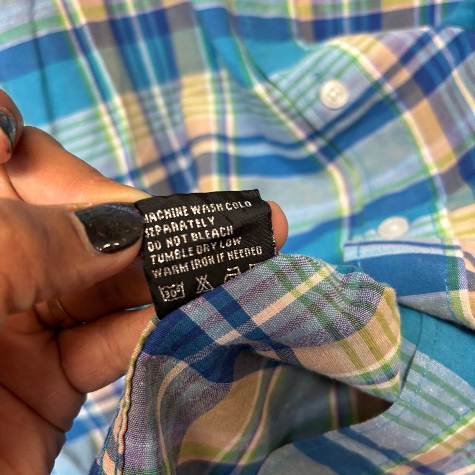 Other True Rock 3X Short Sleeve Plaid Button Shirt Blue Green Size US XXL / EU 58 / 5 - 6 Thumbnail