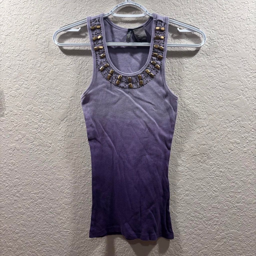 Free People Purple and gold beaded tank top Size S / US 4 / IT 40 - 1 Thumbnail