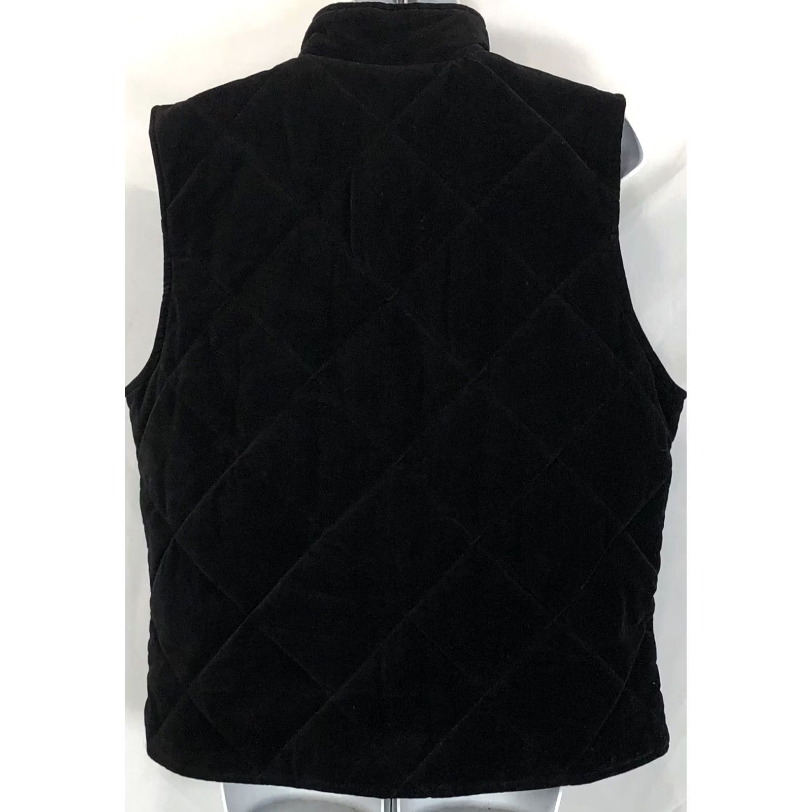 Velvet VINTAGE comfort zone Vest Womens M Black Velvet BIK Zip Snap Pockets Mock Collar 90s Y2K Size M / US 6-8 / IT 42-44 - 3 Thumbnail
