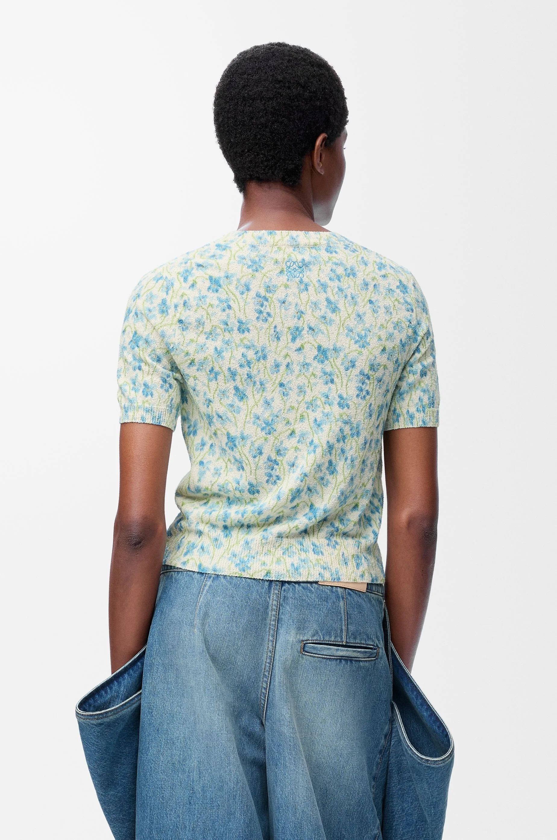 Loewe o1in1g0426 Short Sleeve Sweater in White/Blue Size M / US 6-8 / IT 42-44 - 4 Thumbnail