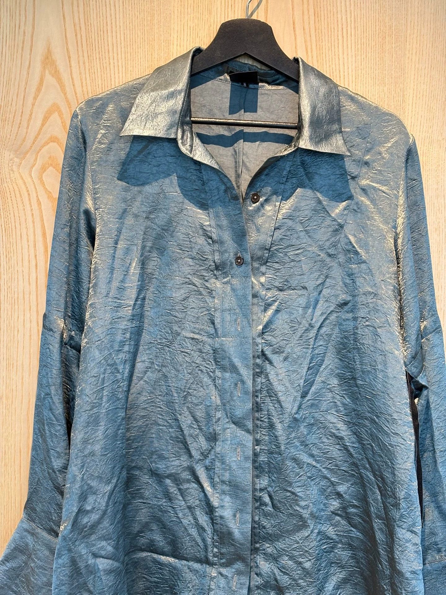 Ann Demeulemeester Ann Demeulemeester Gray-Blue Silk LS M Shirt Size XS / US 0-2 / IT 36-38 - 1 Thumbnail