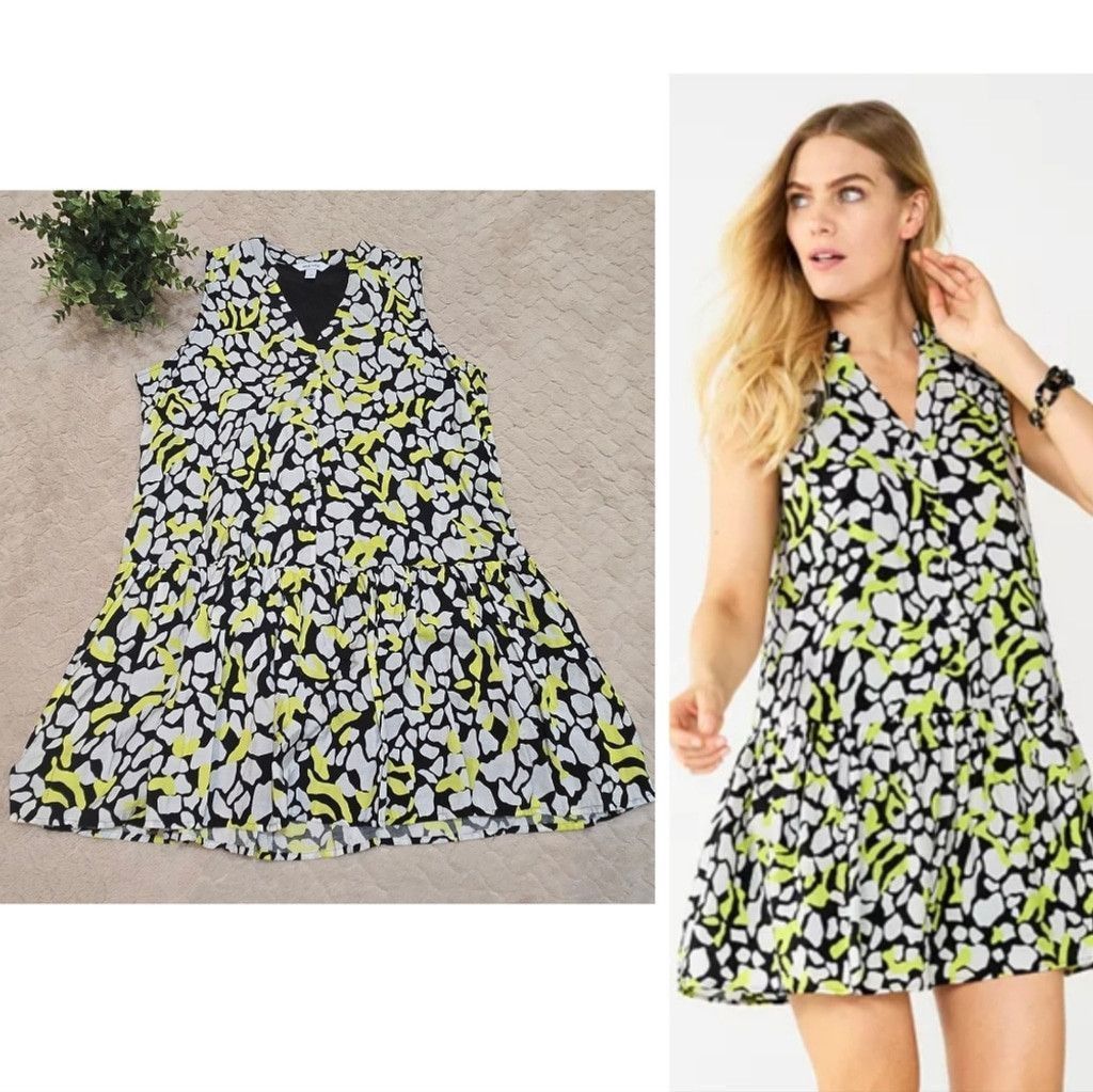 Nine West Nine West Multicolor Patterned Ruffle Hem Dress, Size Large Size L / US 10 / IT 46 - 1 Thumbnail