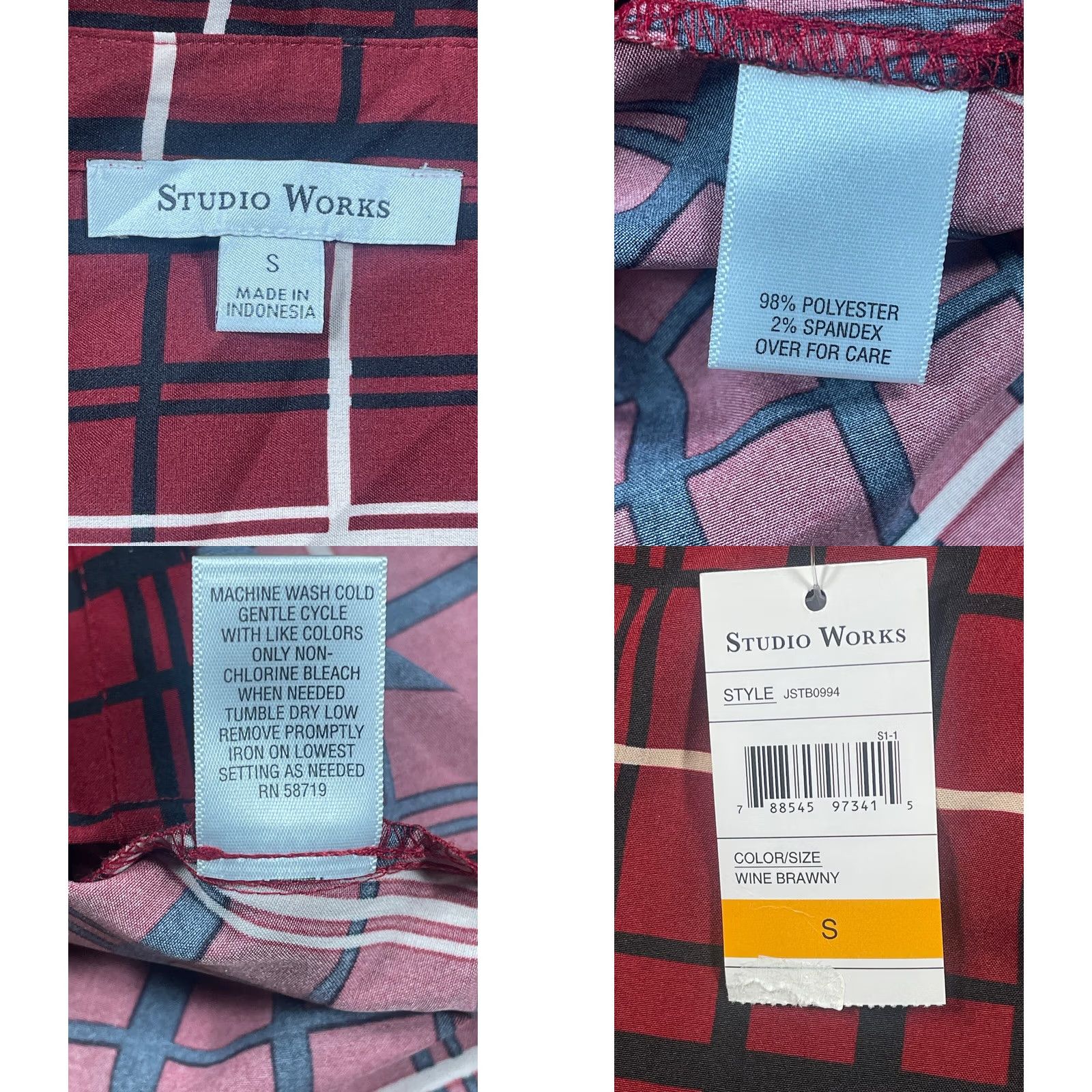 Vintage Studio Works Shirt Womens S Check Button Front Long Sleeve Collared Casual Red Size S / US 4 / IT 40 - 8 Thumbnail