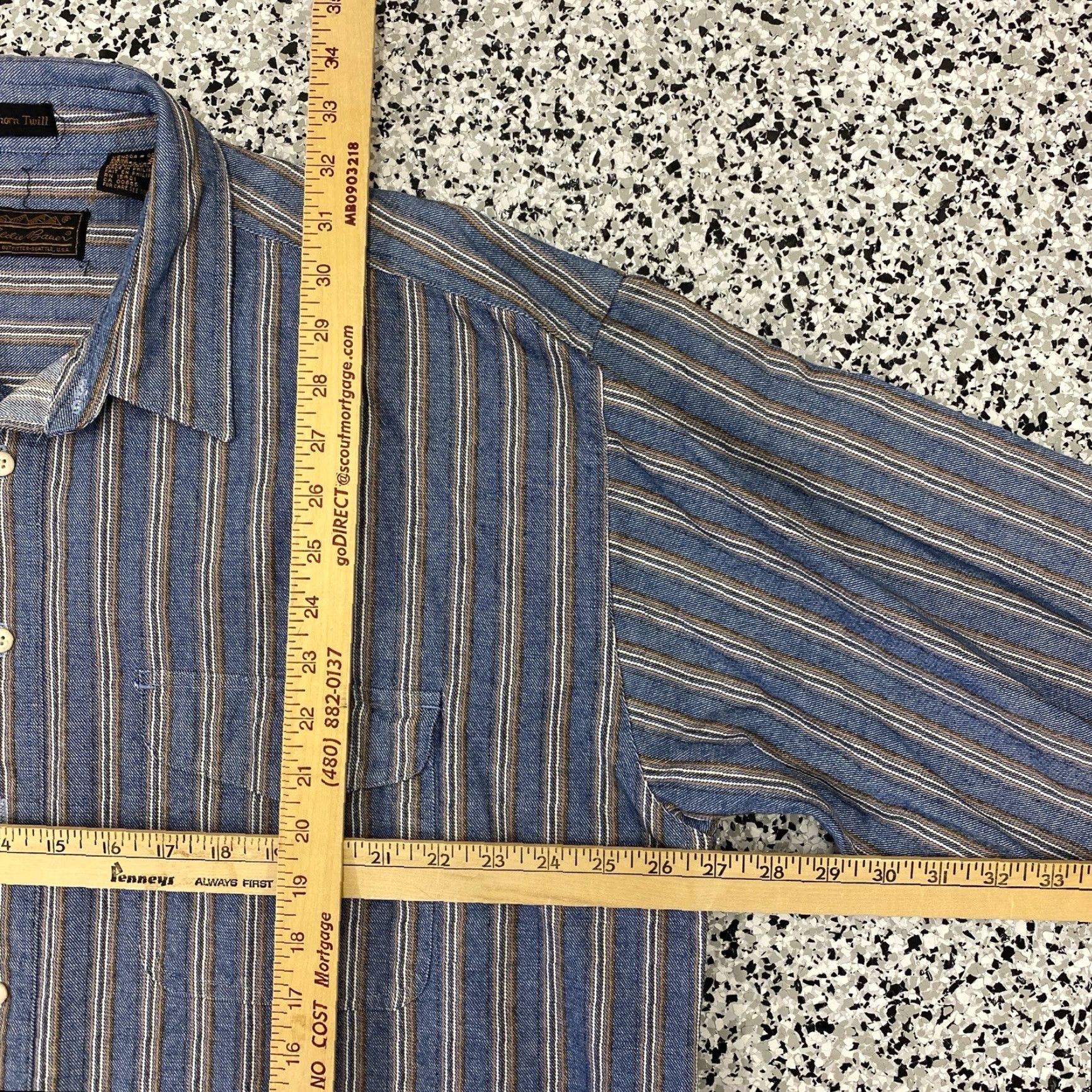 Eddie Bauer VINTAGE Eddie Bauer Shirt Mens 2XL Elkhorn Twill Striped Button-Down Outdoor Rugged Outdoor Casual Mens Size US XXL / EU 58 / 5 - 3 Thumbnail