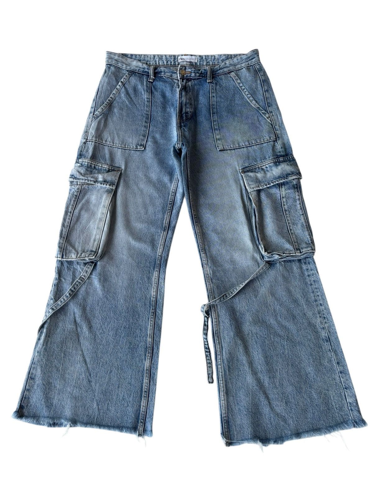 💥SICK BAGGY FLARE MULTI POCKET CARGO JEANS ZARA BAGGY JEAN