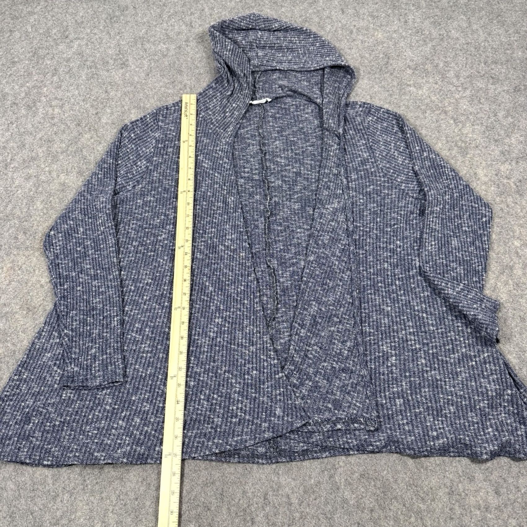 Vintage August Mist Open Front Cardigan Sweater 1X Gray Women's Plus Size Knit Hooded Lightweight Open Front Casual 90s Theme Mens Womens Size XL / US 12-14 / IT 48-50 - 5 Thumbnail