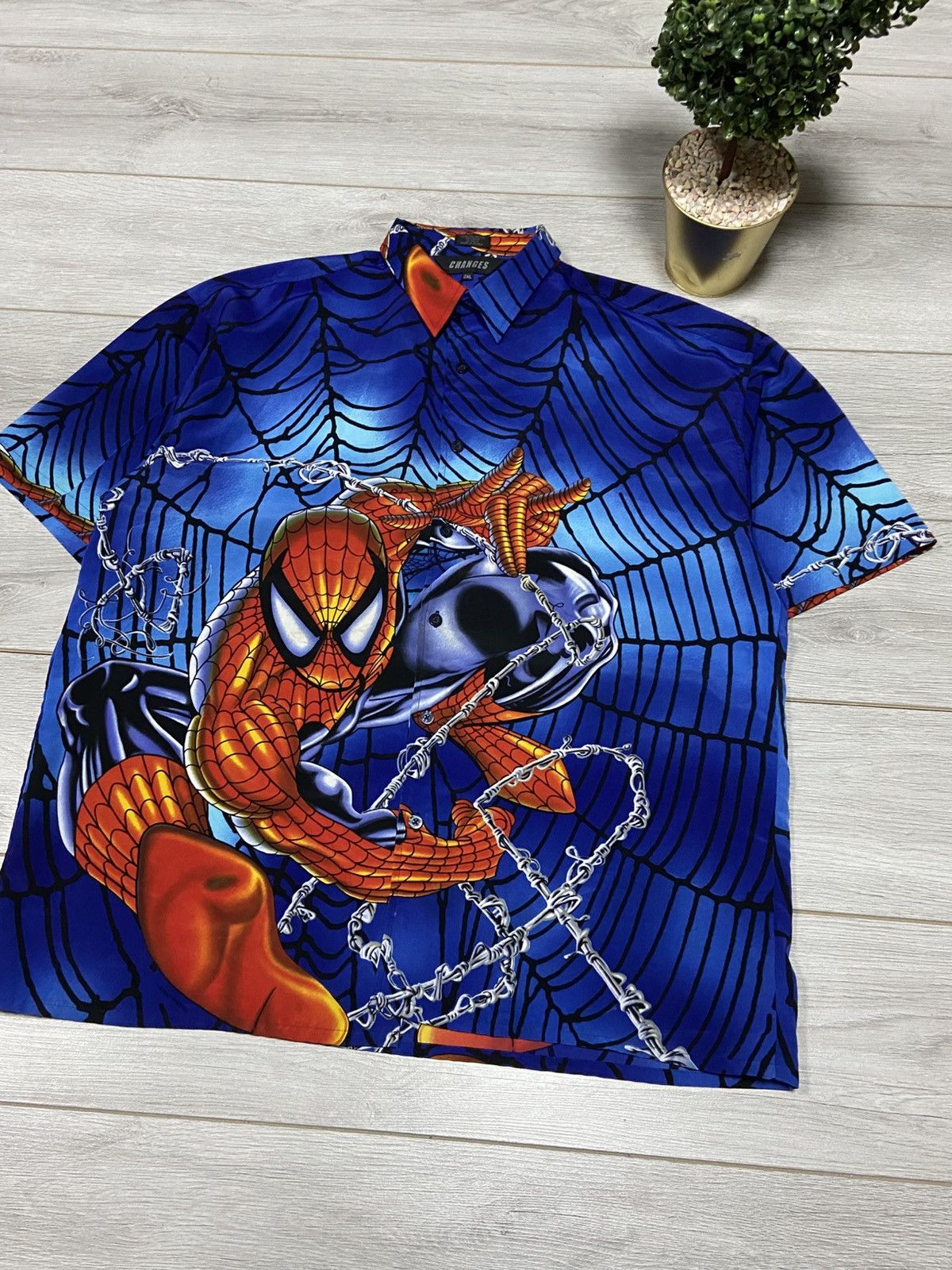Marvel Comics Spider Man made in Korea RARE overprint web shirt Size US XXL / EU 58 / 5 - 7 Thumbnail