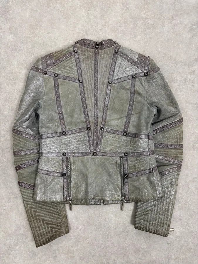 Just Cavalli FW2010 Cavalli Faded Grey Studded Leather Jacket Size M / US 6-8 / IT 42-44 - 6 Thumbnail