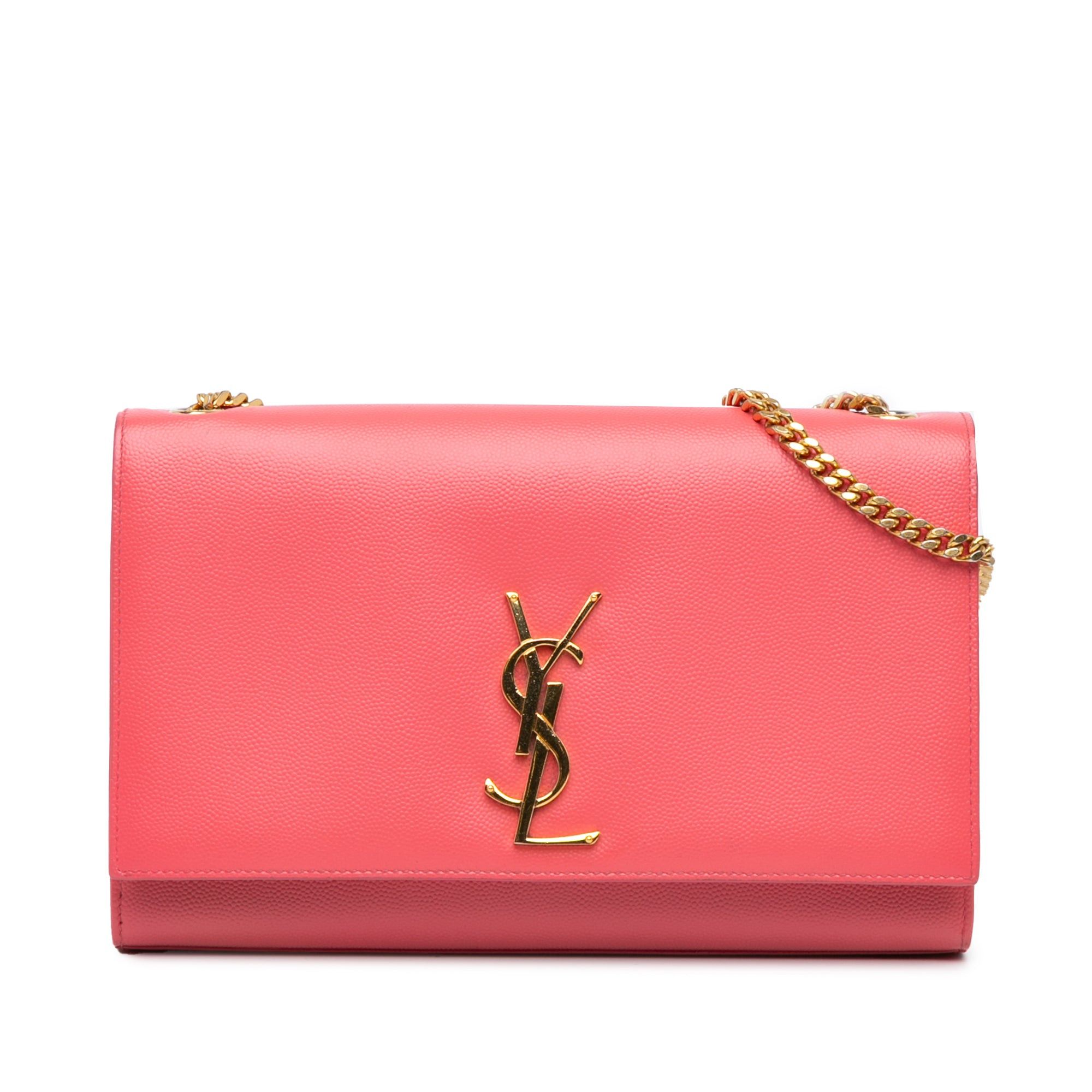 Saint Laurent Paris Saint Laurent Medium Grain De Poudre Monogram Kate Crossbody Pink Size ONE SIZE - 1 Thumbnail