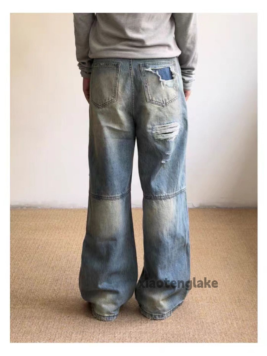 Jean zx vintage faded distressed wide Leg ripped jeans Size US 32 / EU 48 - 3 Thumbnail