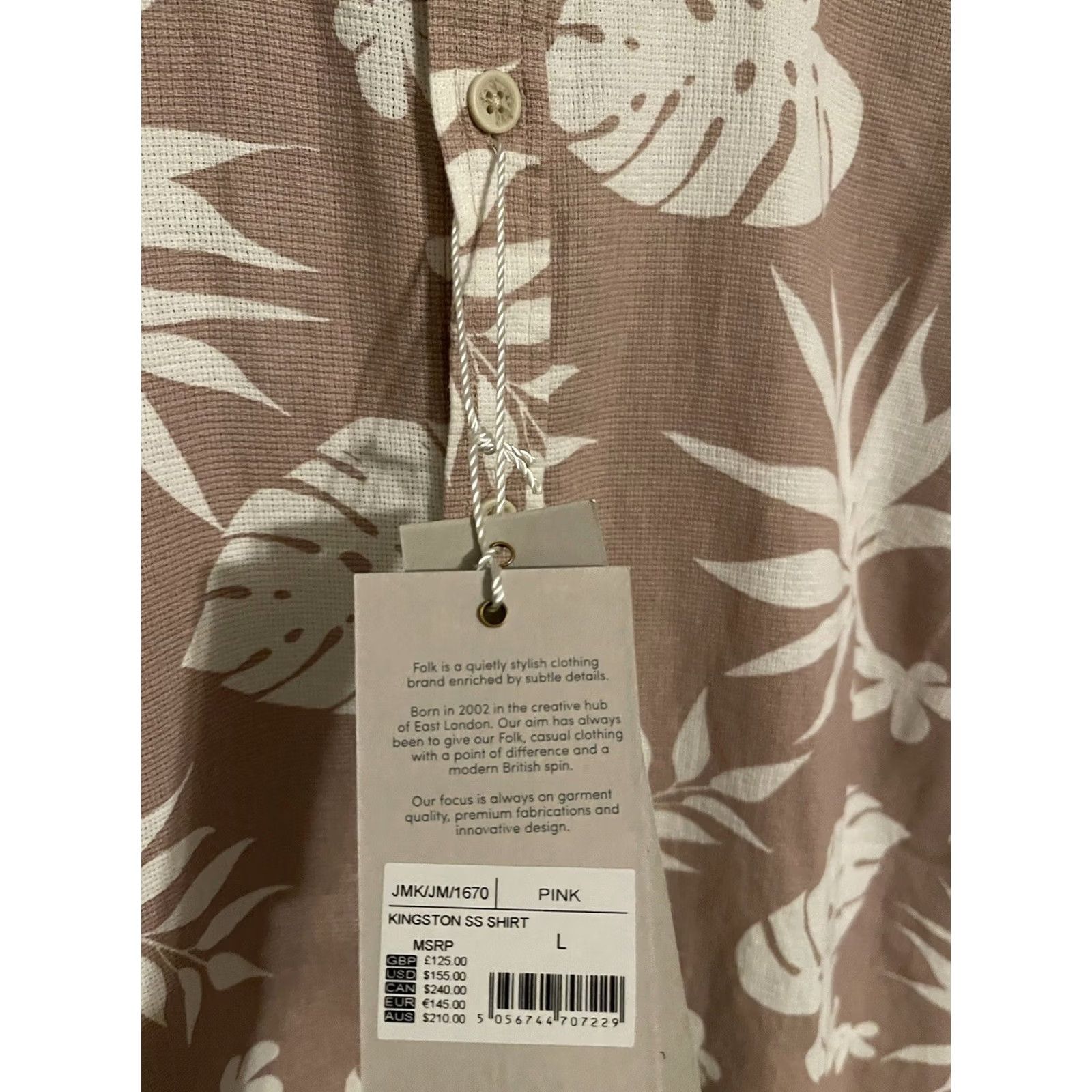 Folk Folk Kingston Pink S/S Button Up Floral Hawaiian Shirt - Men's Large Size US L / EU 52-54 / 3 - 3 Thumbnail