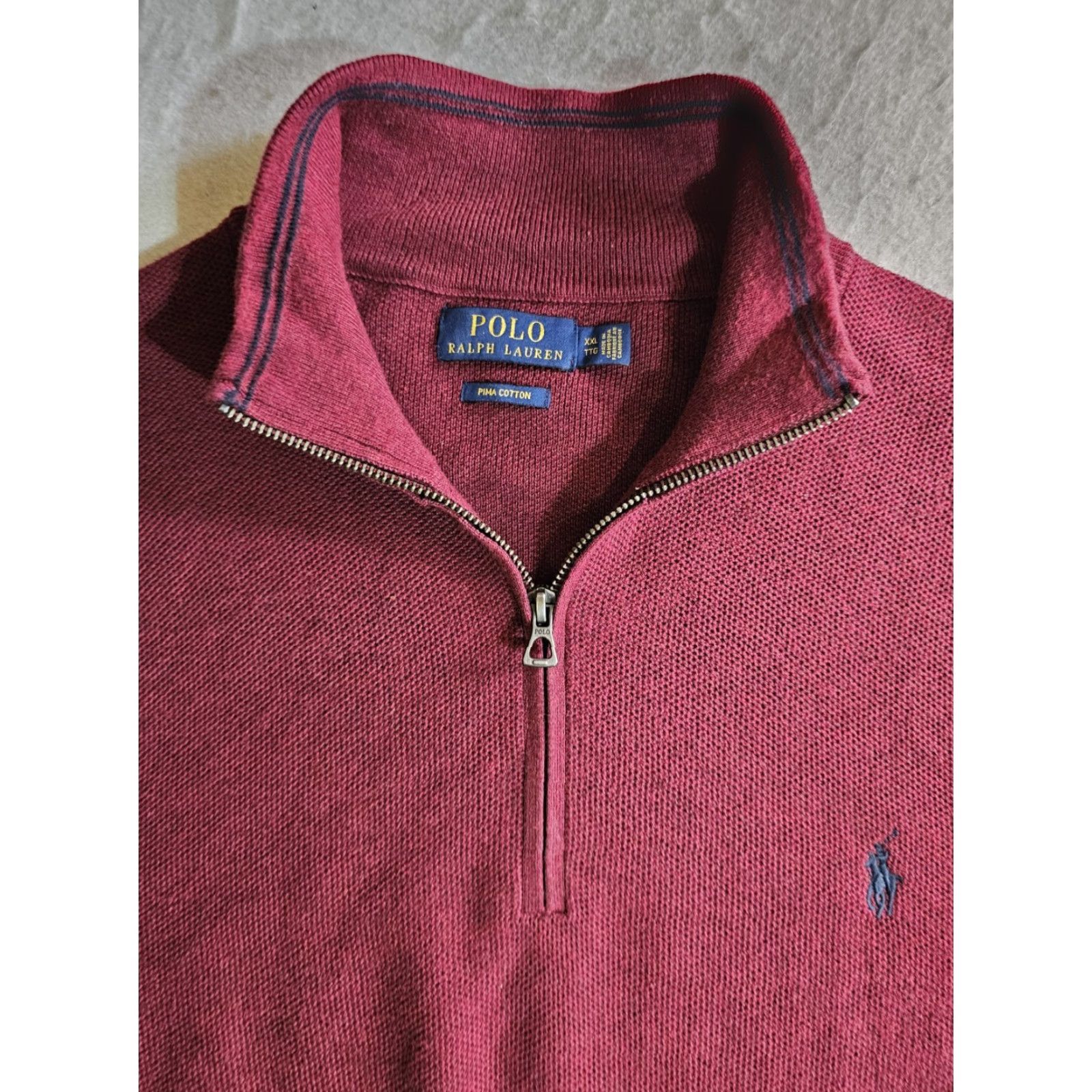 Polo Ralph Lauren Polo Ralph Lauren Classic Prima Cotton 1/4 Zip Pullover Jumper Mens XL Red Shirt/Sweatshirt (1/4 Zip, Logo) Size US XL / EU 56 / 4 - 3 Thumbnail
