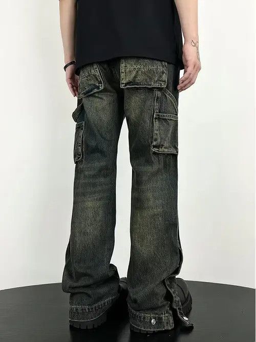 image of Vintage Faded Cargo Workwear Carpenter Pants in Blue, Men's (Size 32)