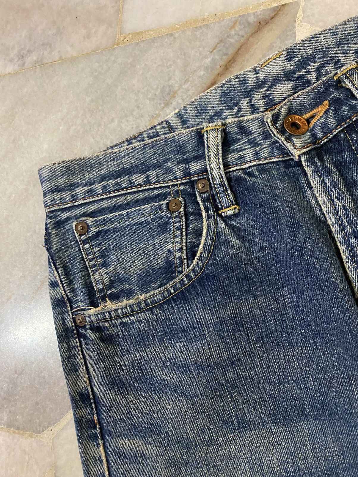 Edwin Vintage Edwin 505x Washed Orange Tab Ripped Selvedge Denim Size US 30 / EU 46 - 6 Thumbnail
