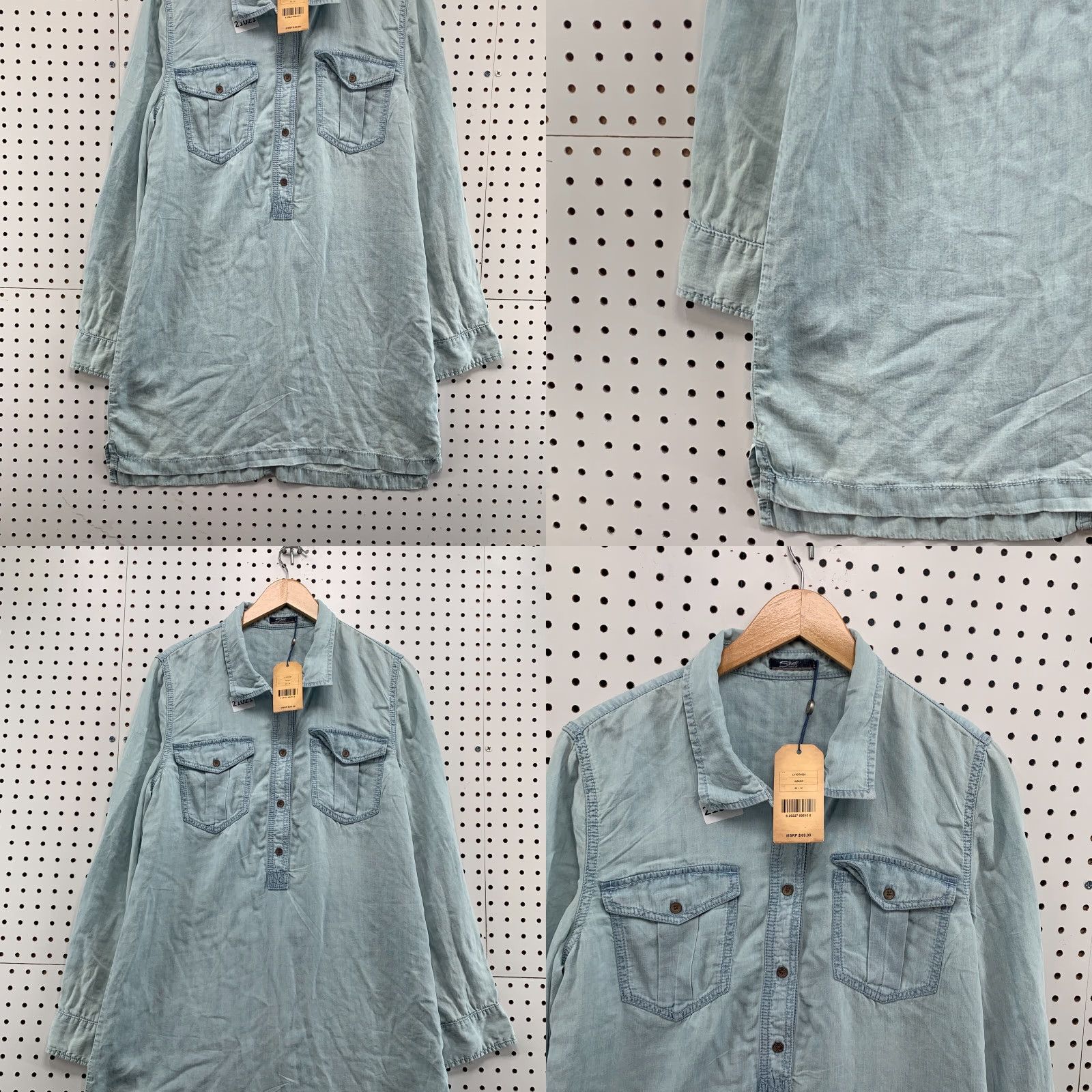 Silver Jeans Co. Silver Jeans CO Chambray Tunic Shirt Adult M Blue Henley Long Sleeve Womens Size M / US 6-8 / IT 42-44 - 8 Thumbnail