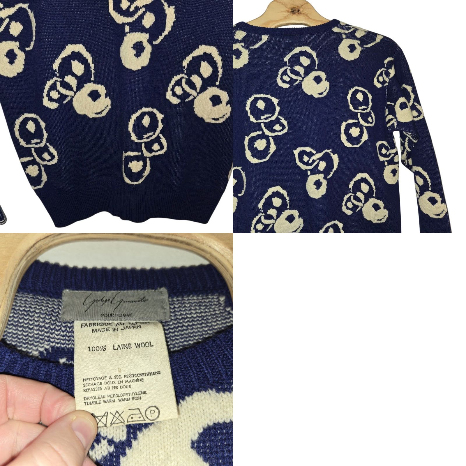 Yohji Yamamoto Yohji Yamamoto Pour Homme Wool Sweater Blue Mens XL Crew Neck 100% Laine TENUGUI DESIGN Read Designer Pullover Size US XL / EU 56 / 4 - 9 Thumbnail
