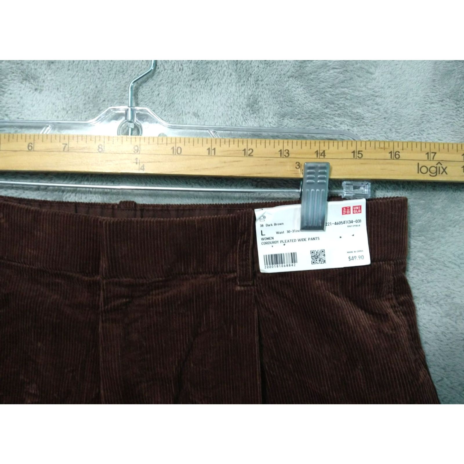 Uniqlo Uniqlo Women’s Chino Pants Large Brown Corduroy Pleated Wide Leg High Rise Casual Preppy Size 36" / US 14 / IT 50 - 3 Thumbnail