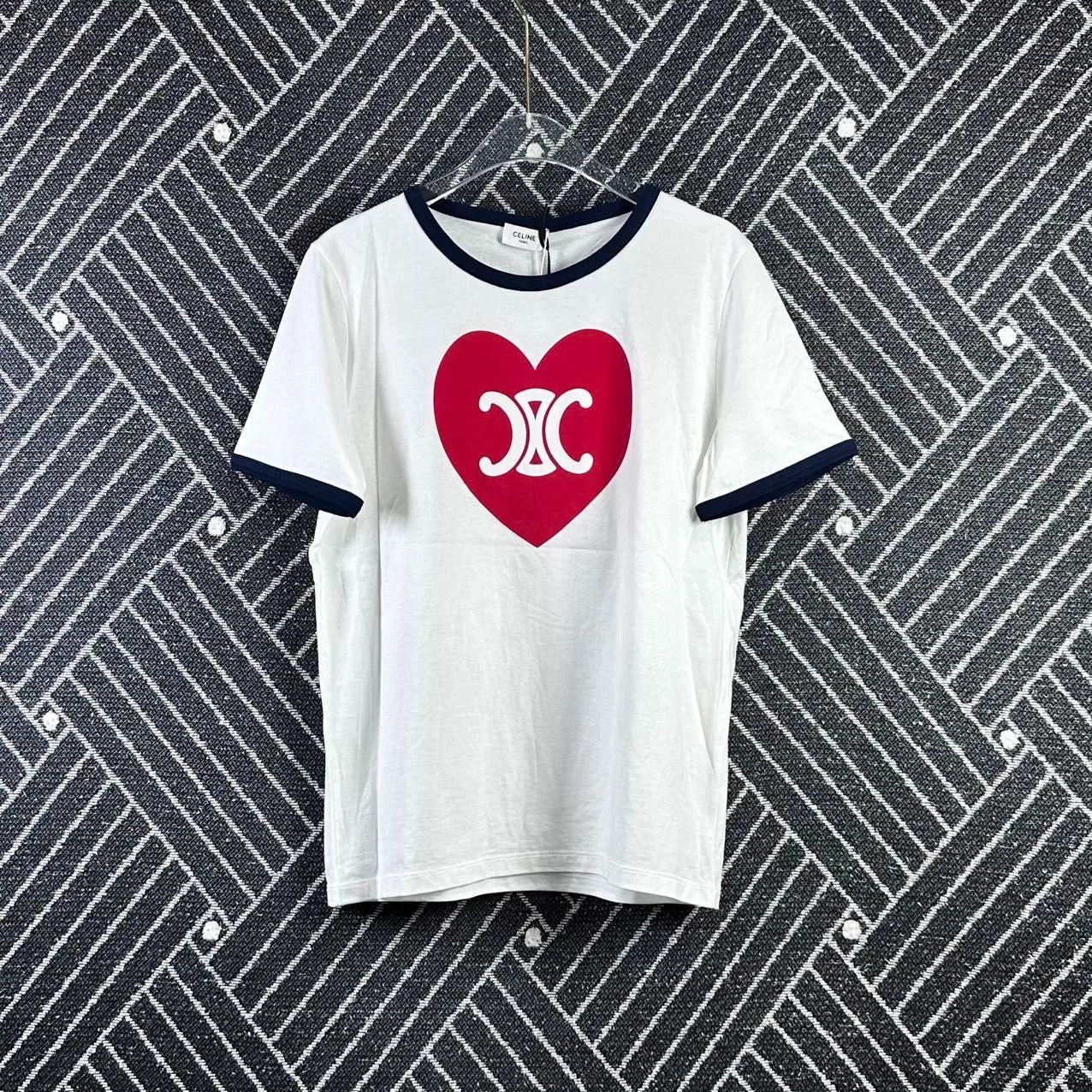 Celine Celine Heart Logo Contrast T-Shirt Size L / US 10 / IT 46 - 1 Thumbnail