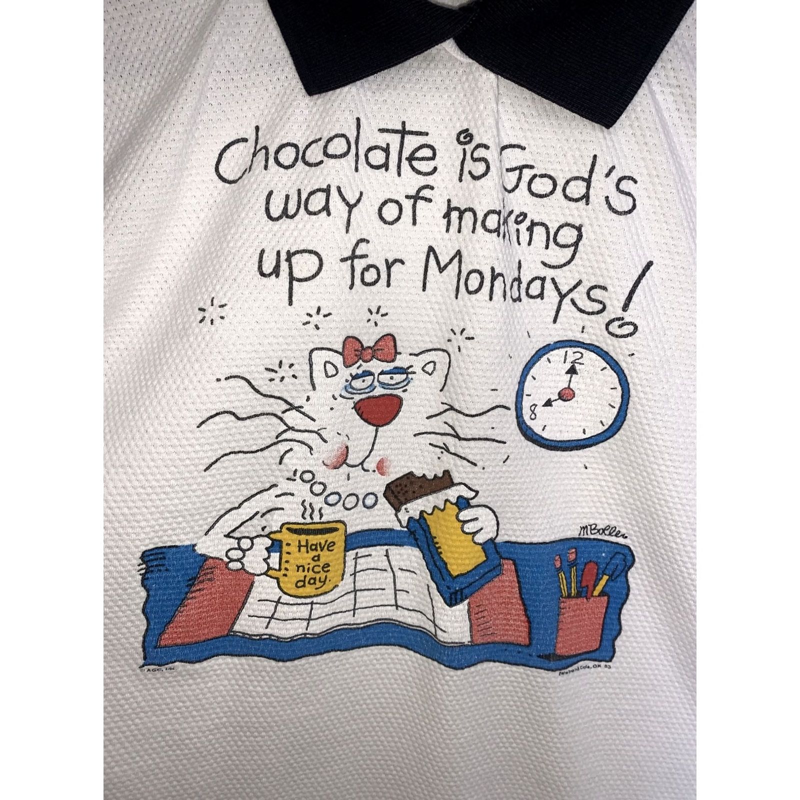 Vintage VINTAGE HL Miller Gold Womens T-Shirt Funny Cat Graphic 1993 Waffle Knit White Large-11386 Size L / US 10 / IT 46 - 2 Thumbnail