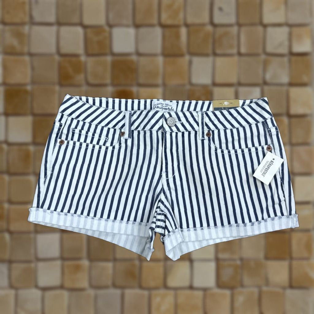 Vintage Aeropostale Shorts Striped Blue/White Shorty Low Rise Size 5/6 NEW Size 27" / US 4 / IT 40 - 1 Thumbnail