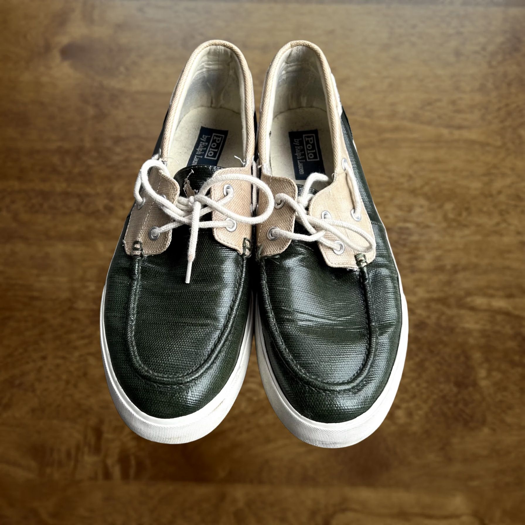 Polo Ralph Lauren Polo Ralph Lauren Lander Boat Shoe Mens 11D Green Tan Coated Canvas Casual Non-Slip Lace Up Deck Size US L / EU 52-54 / 3 - 1 Thumbnail