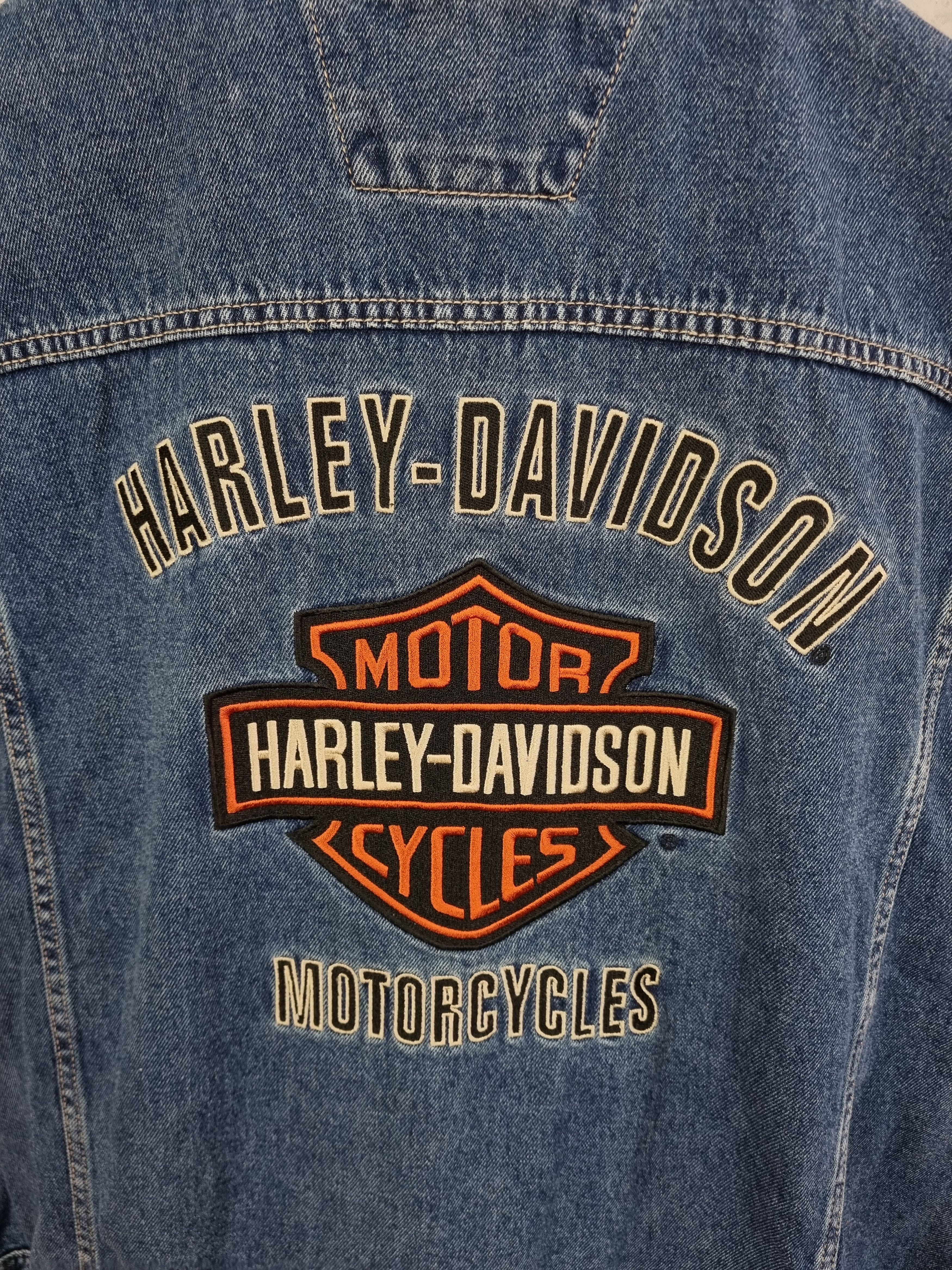 Harley Davidson × Vintage Harley Davidson Big Size Big Logo Denim Vest Size US XXL / EU 58 / 5 - 5 Thumbnail