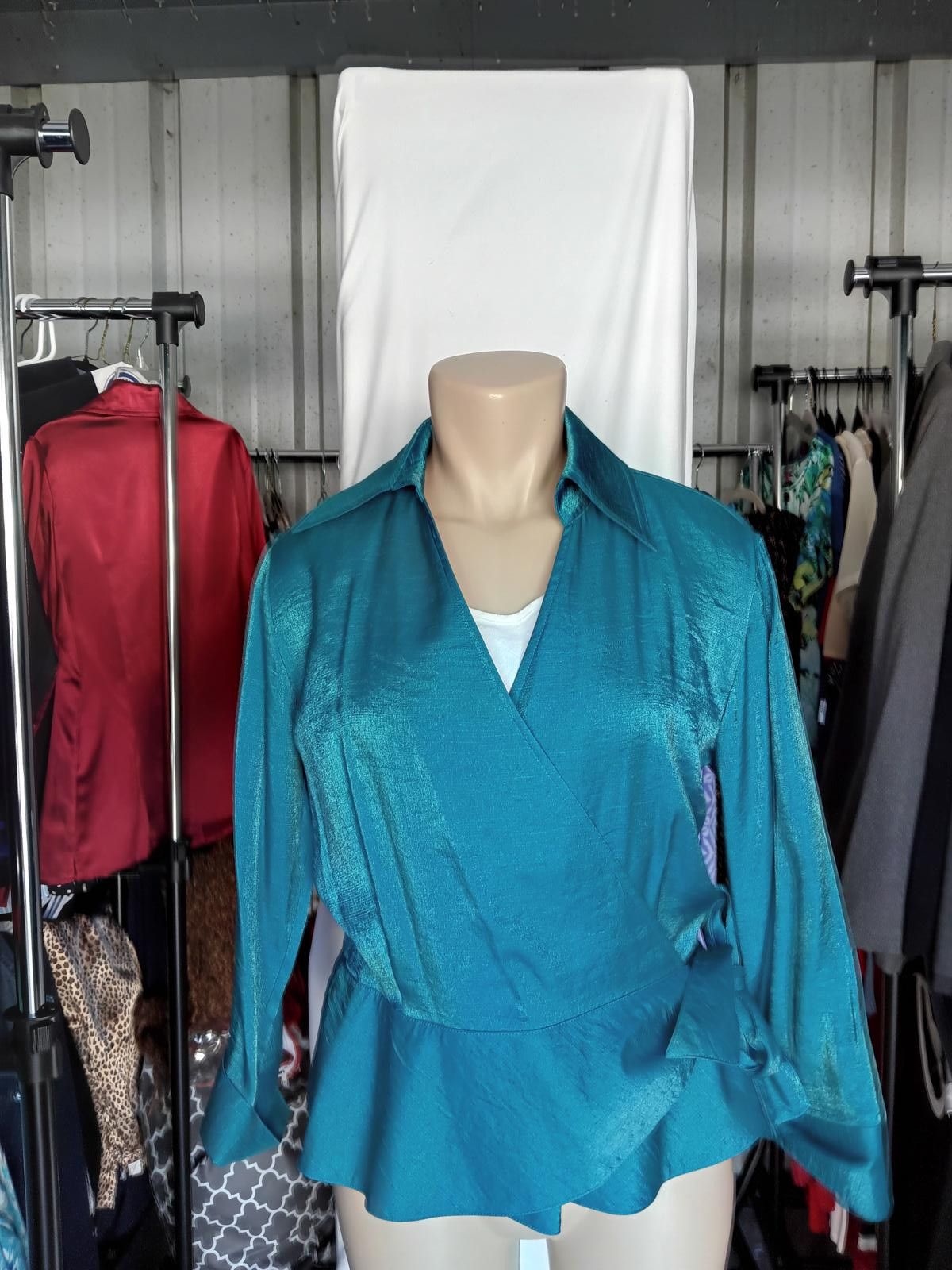 Designer Multiples Women's Teal Wrap Top - Stylish and Versatile Size M / US 6-8 / IT 42-44 - 1 Thumbnail