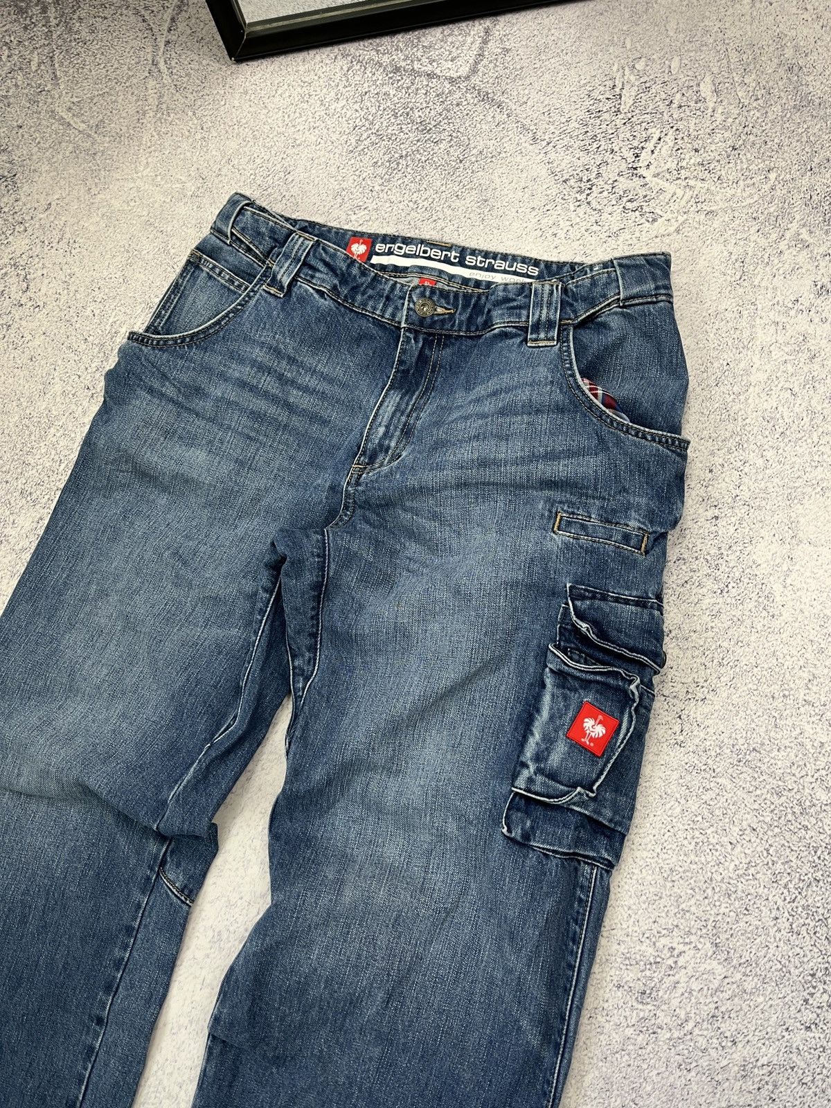 Stewart & Strauss Vintage Engelbert Strauss Workwear Denim Cargo Pants Rare Size US 36 / EU 52 - 6 Thumbnail