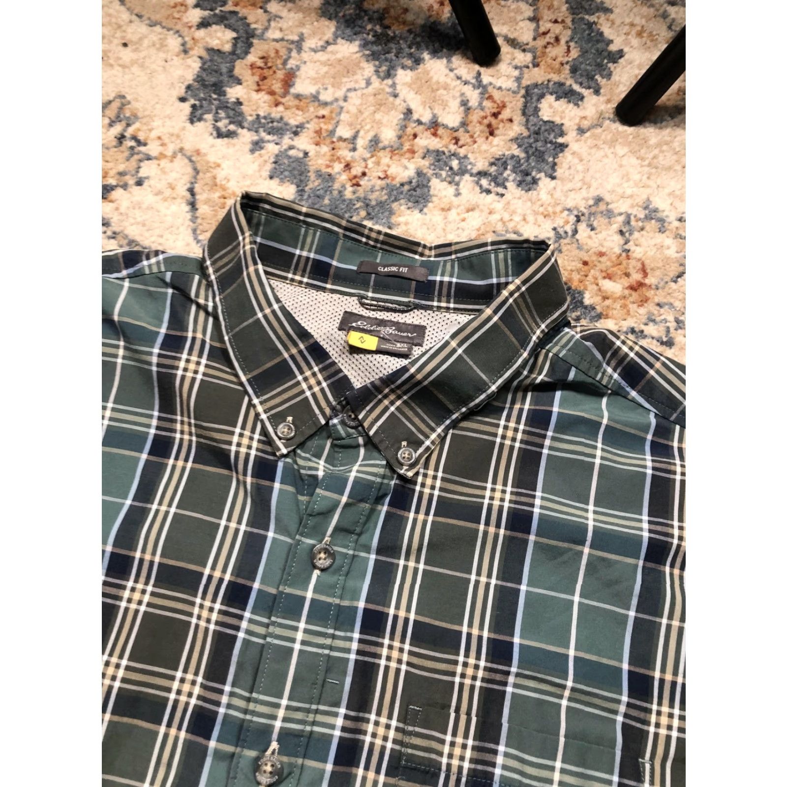 Eddie Bauer Eddie Bauer Shirt Mens 2XL Plaid Button-Down Long Sleeve Classic Fit Green Blue Size US XXL / EU 58 / 5 - 7 Thumbnail